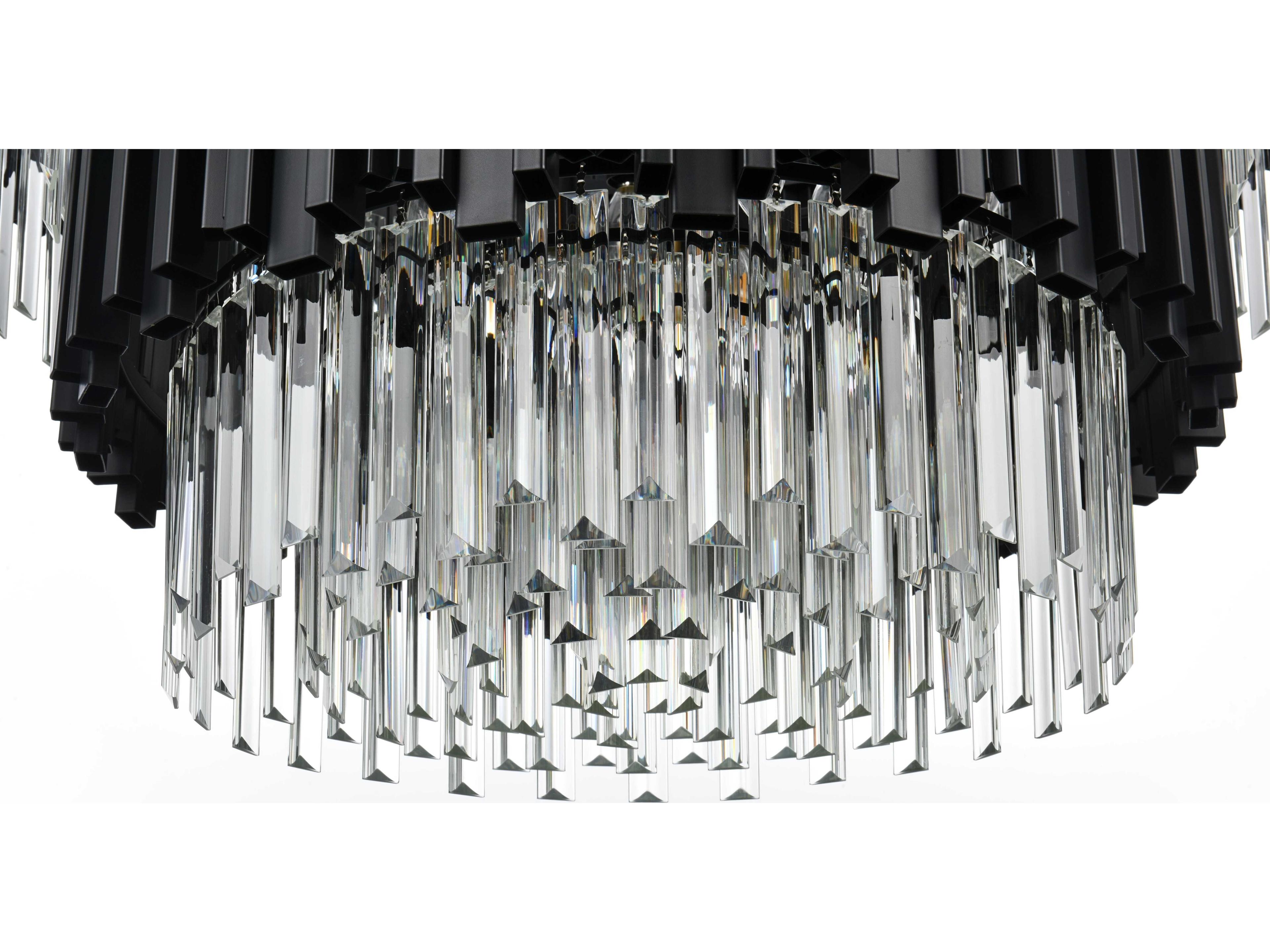 Elegant Lighting Willow 12-Light Black Drum Tiered Chandelier