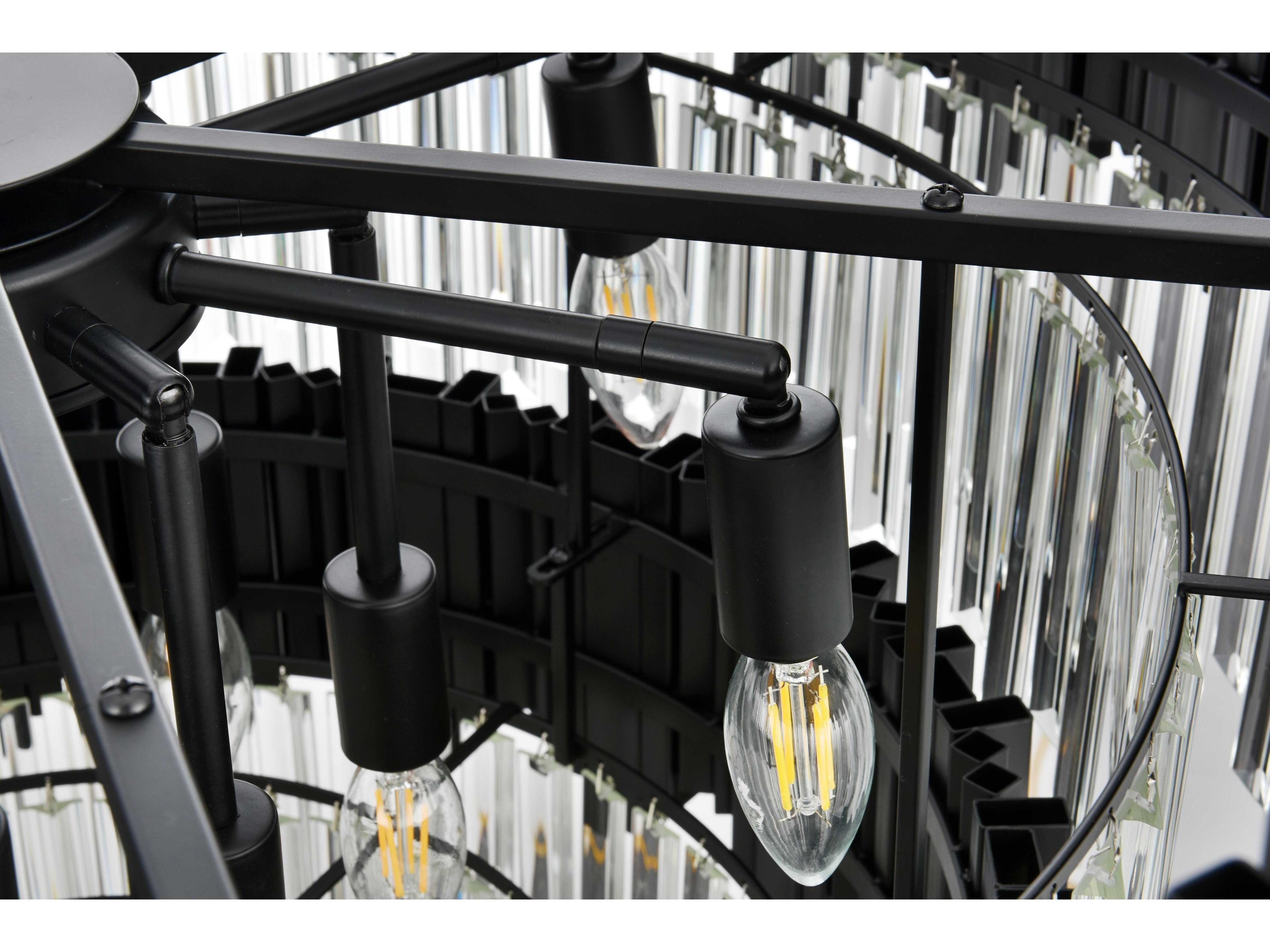 Elegant Lighting Willow 12-Light Black Drum Tiered Chandelier