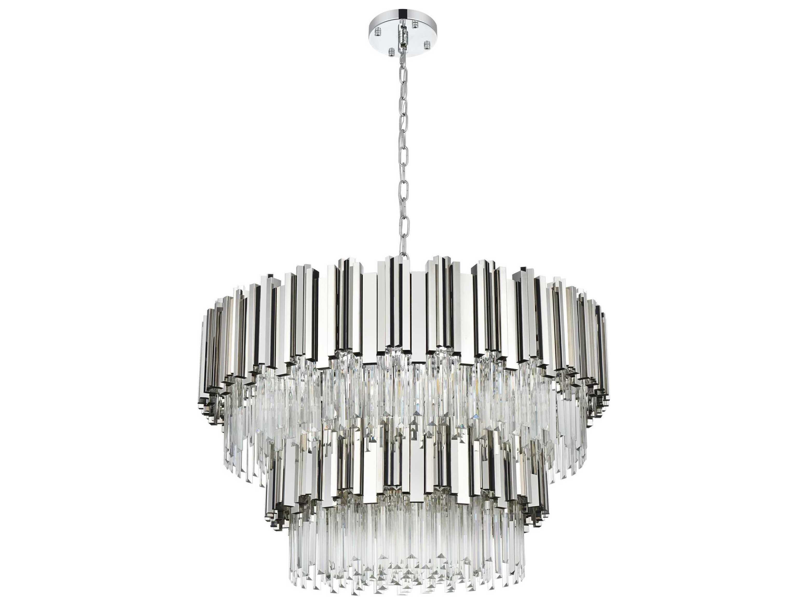 Elegant Lighting Willow 12-Light Chrome Drum Tiered Chandelier