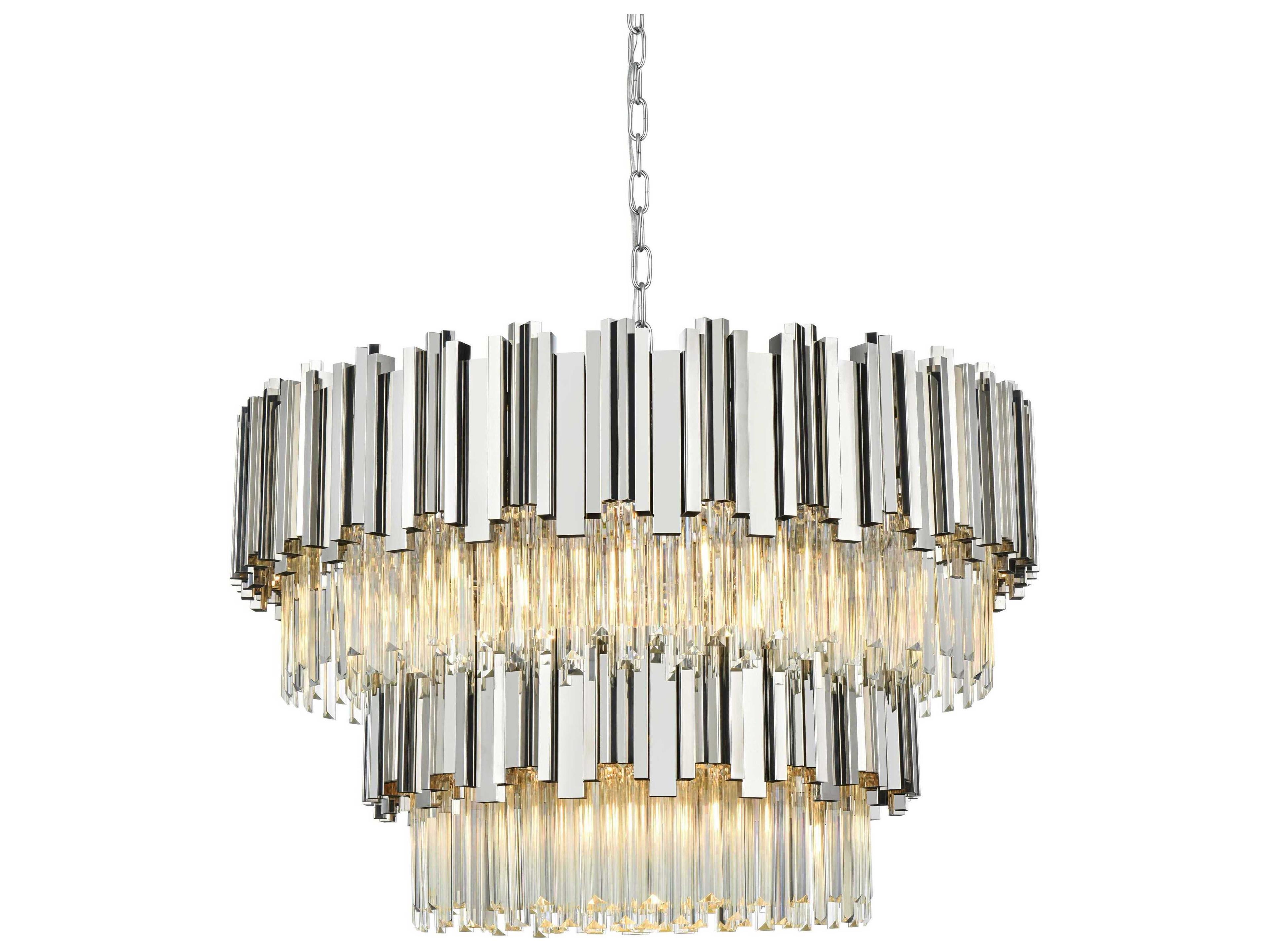 Elegant Lighting Willow 12-Light Chrome Drum Tiered Chandelier