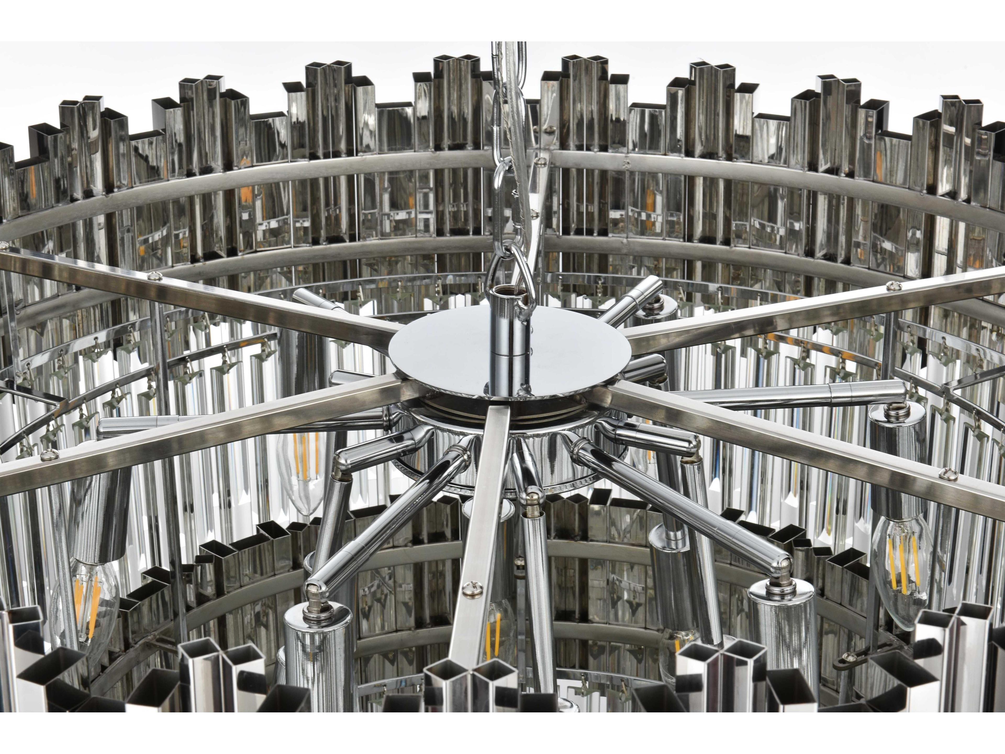 Elegant Lighting Willow 12-Light Chrome Drum Tiered Chandelier