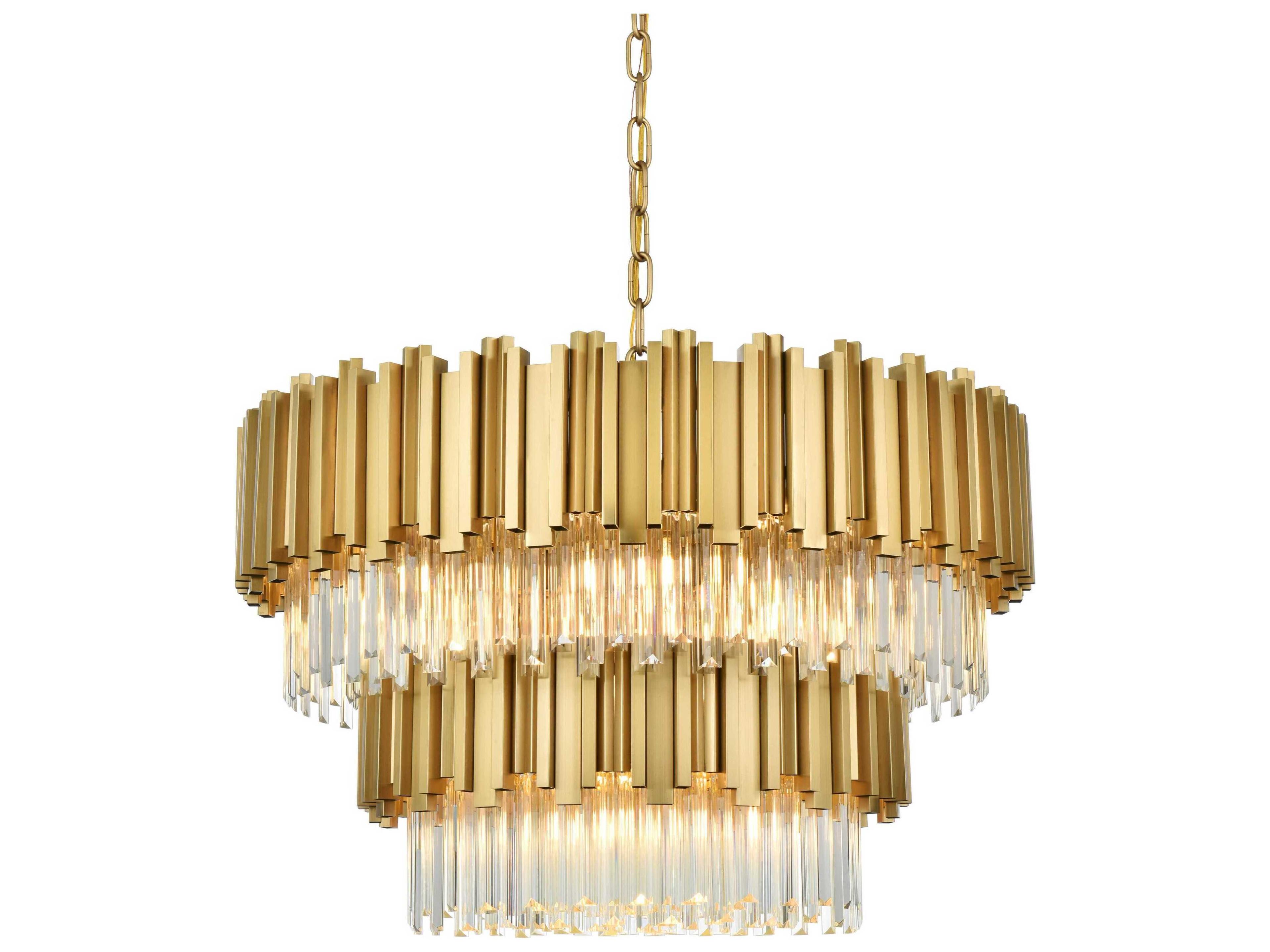 Elegant Lighting Willow 12-Light Satin Gold Drum Tiered Chandelier