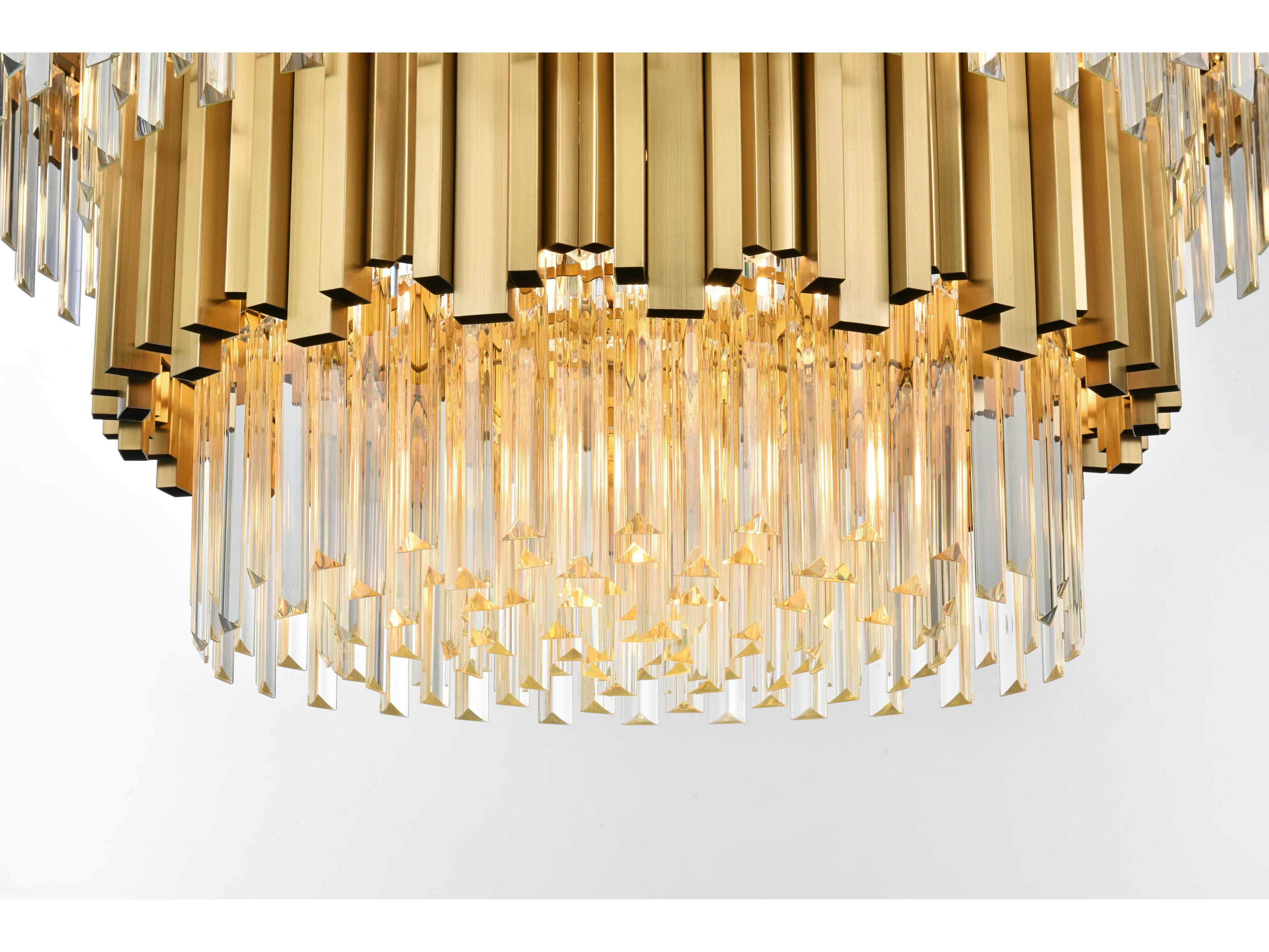 Elegant Lighting Willow 12-Light Satin Gold Drum Tiered Chandelier
