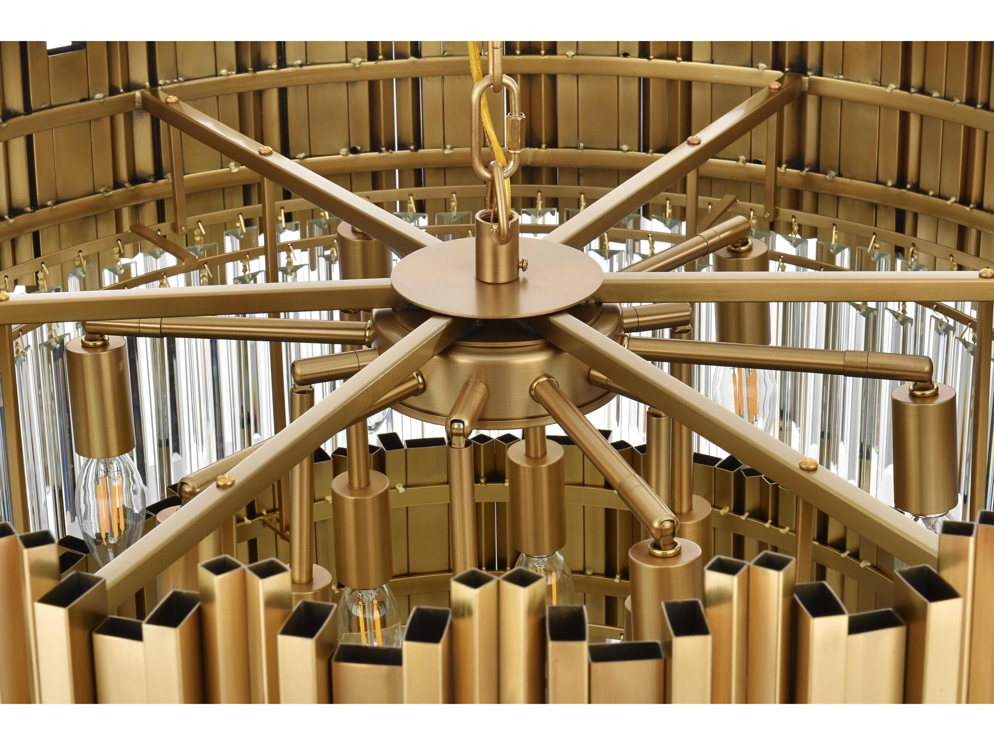 Elegant Lighting Willow 12-Light Satin Gold Drum Tiered Chandelier