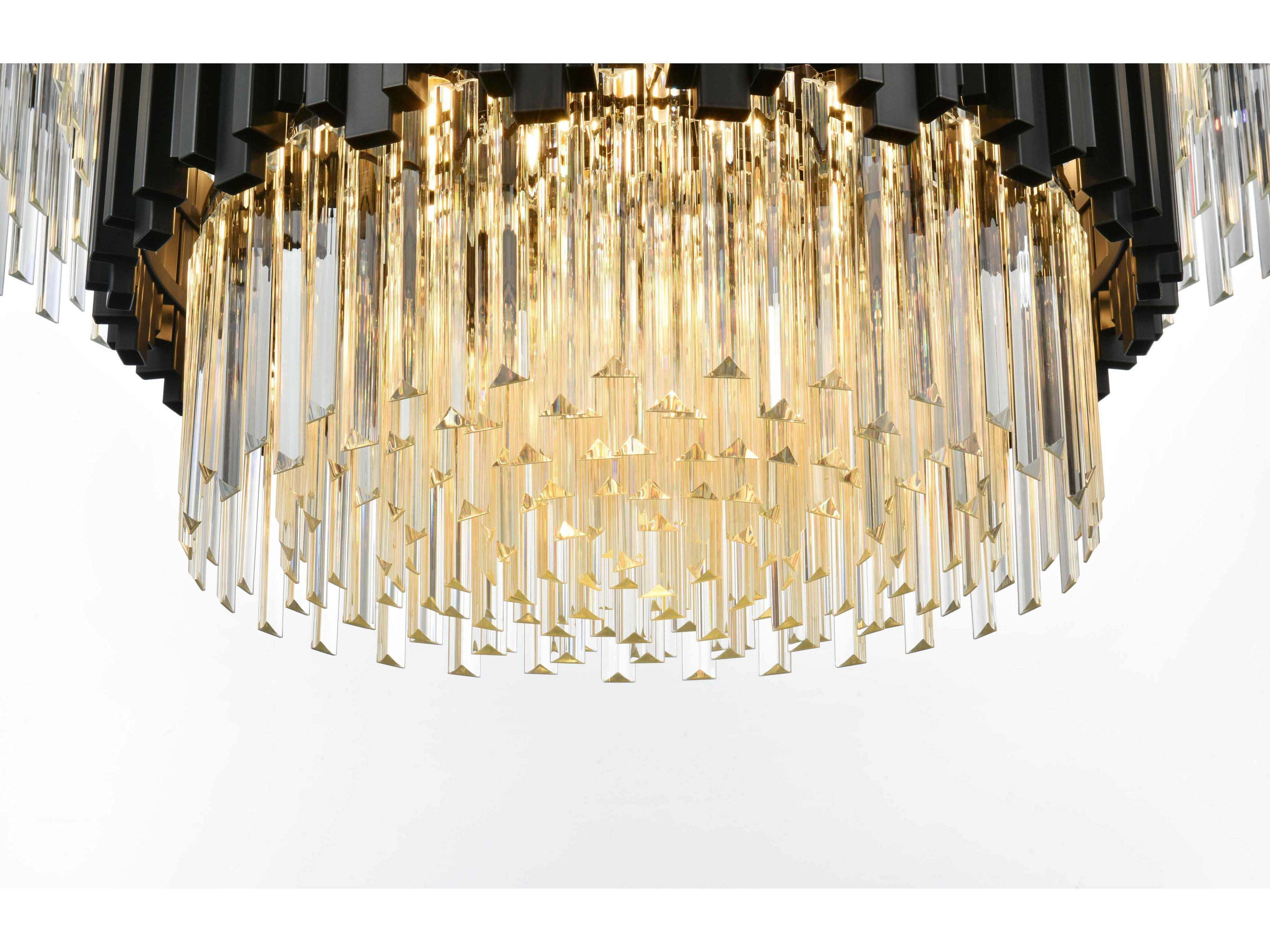 Elegant Lighting Willow 16-Light Black Drum Tiered Chandelier