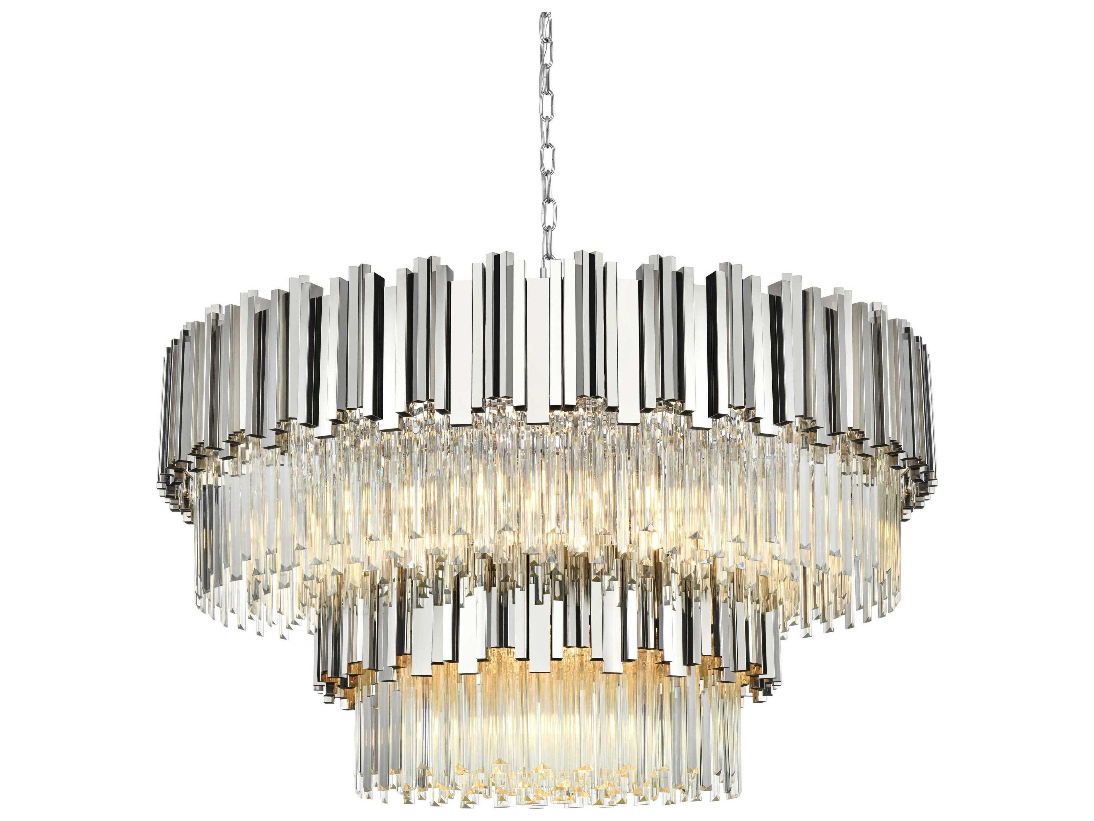 Elegant Lighting Willow 16-Light Chrome Drum Tiered Chandelier
