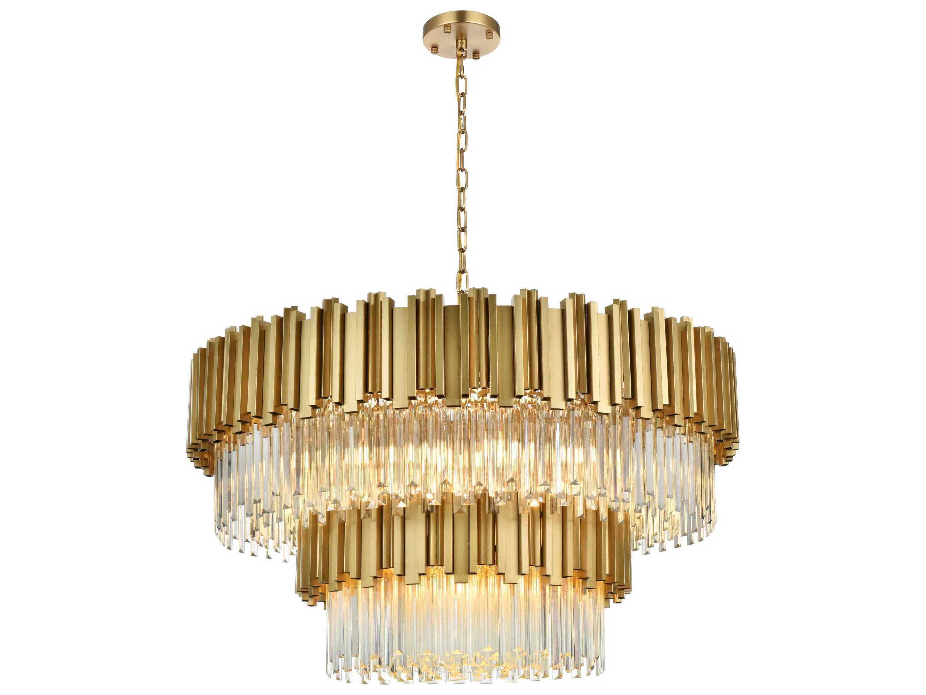 Elegant Lighting Willow 16-Light Satin Gold Tiered Chandelier