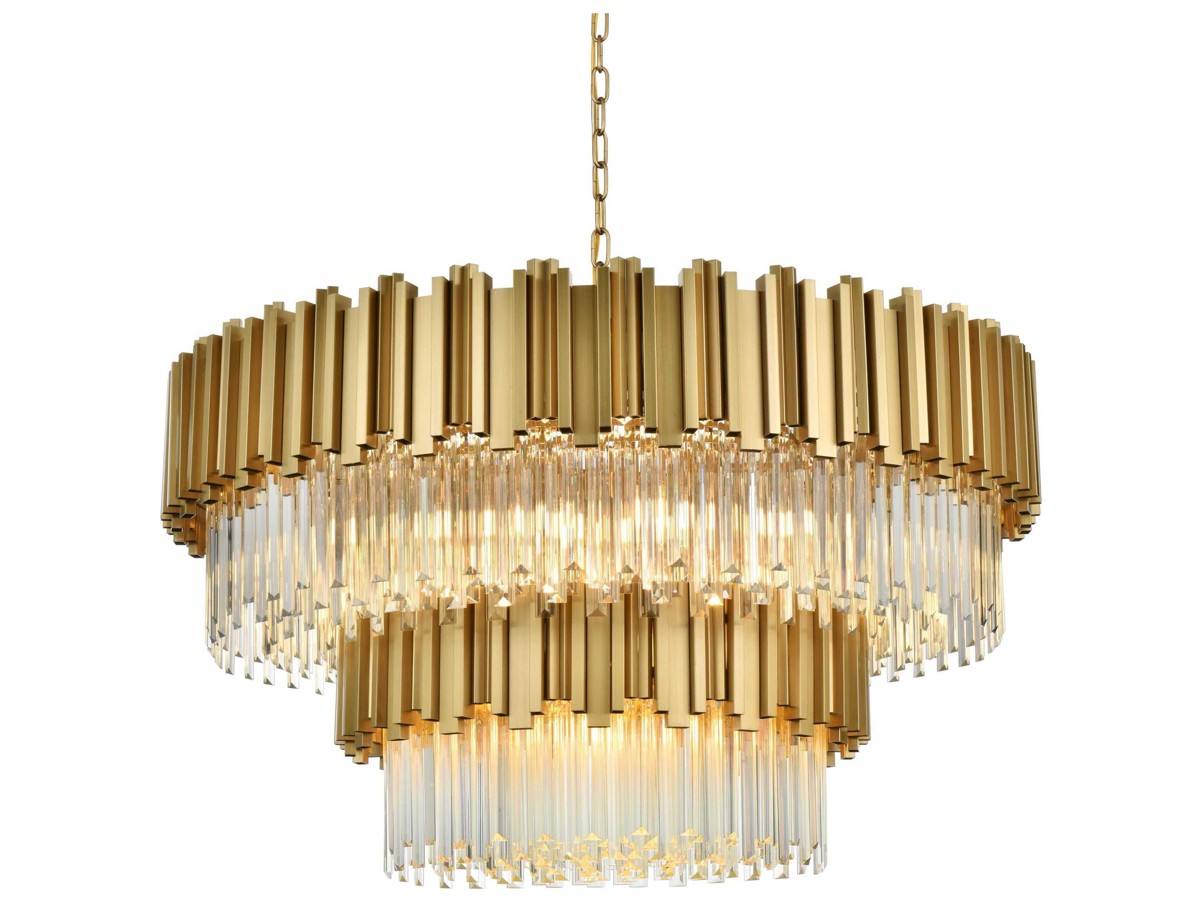 Elegant Lighting Willow 16-Light Satin Gold Tiered Chandelier