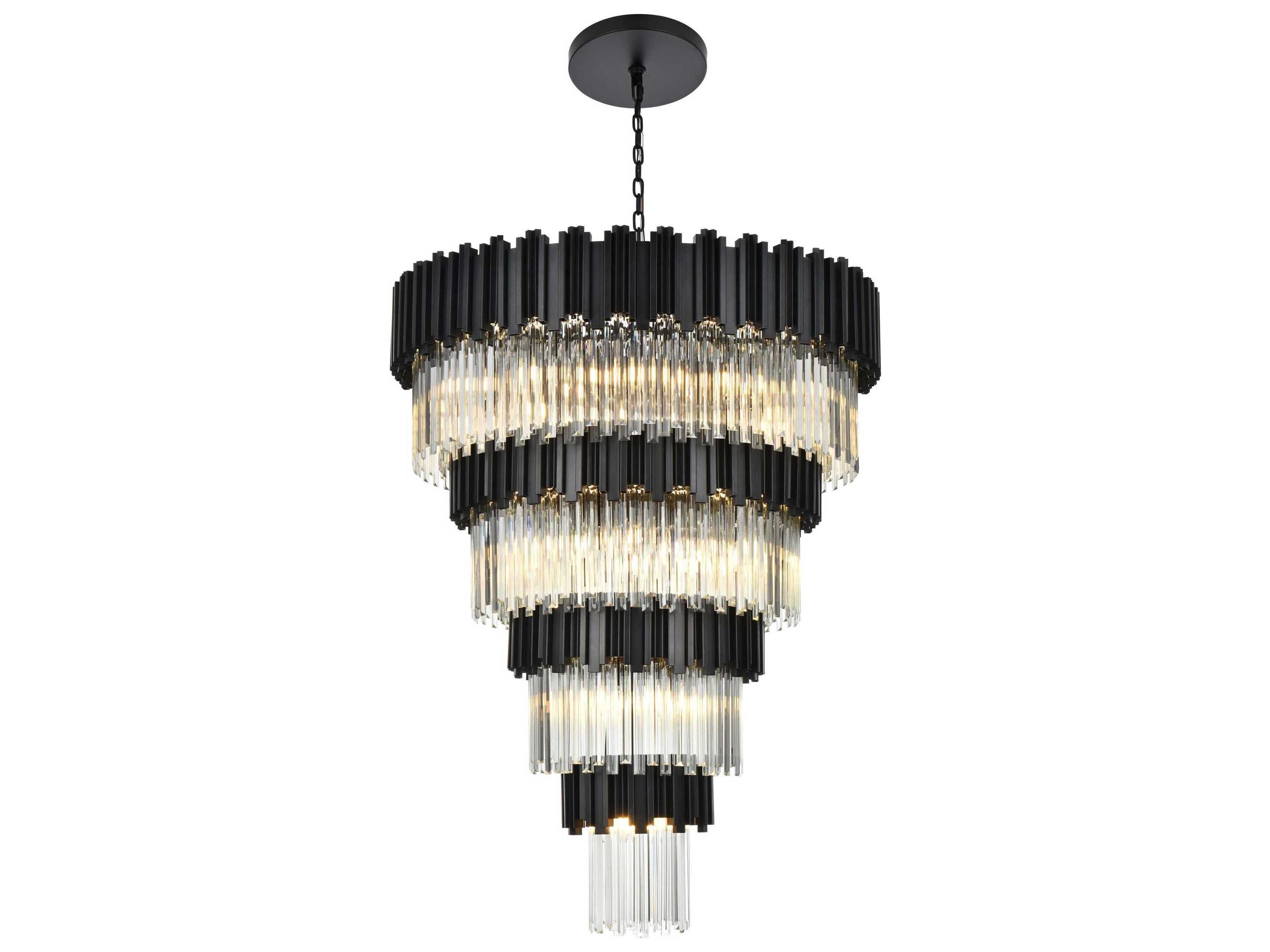 Elegant Lighting Willow 27-Light Black Tiered Chandelier