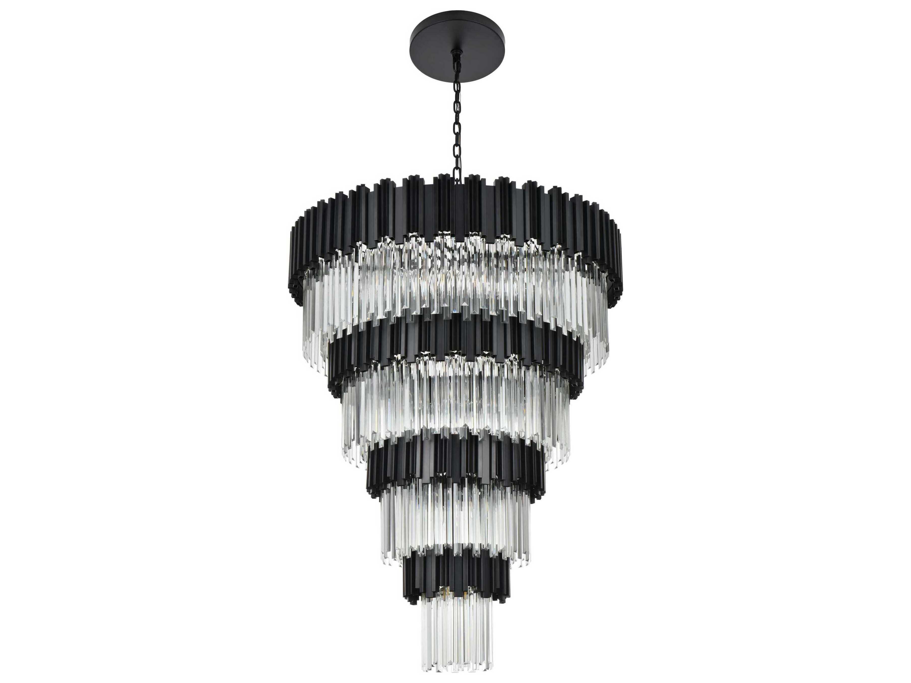 Elegant Lighting Willow 27-Light Black Tiered Chandelier