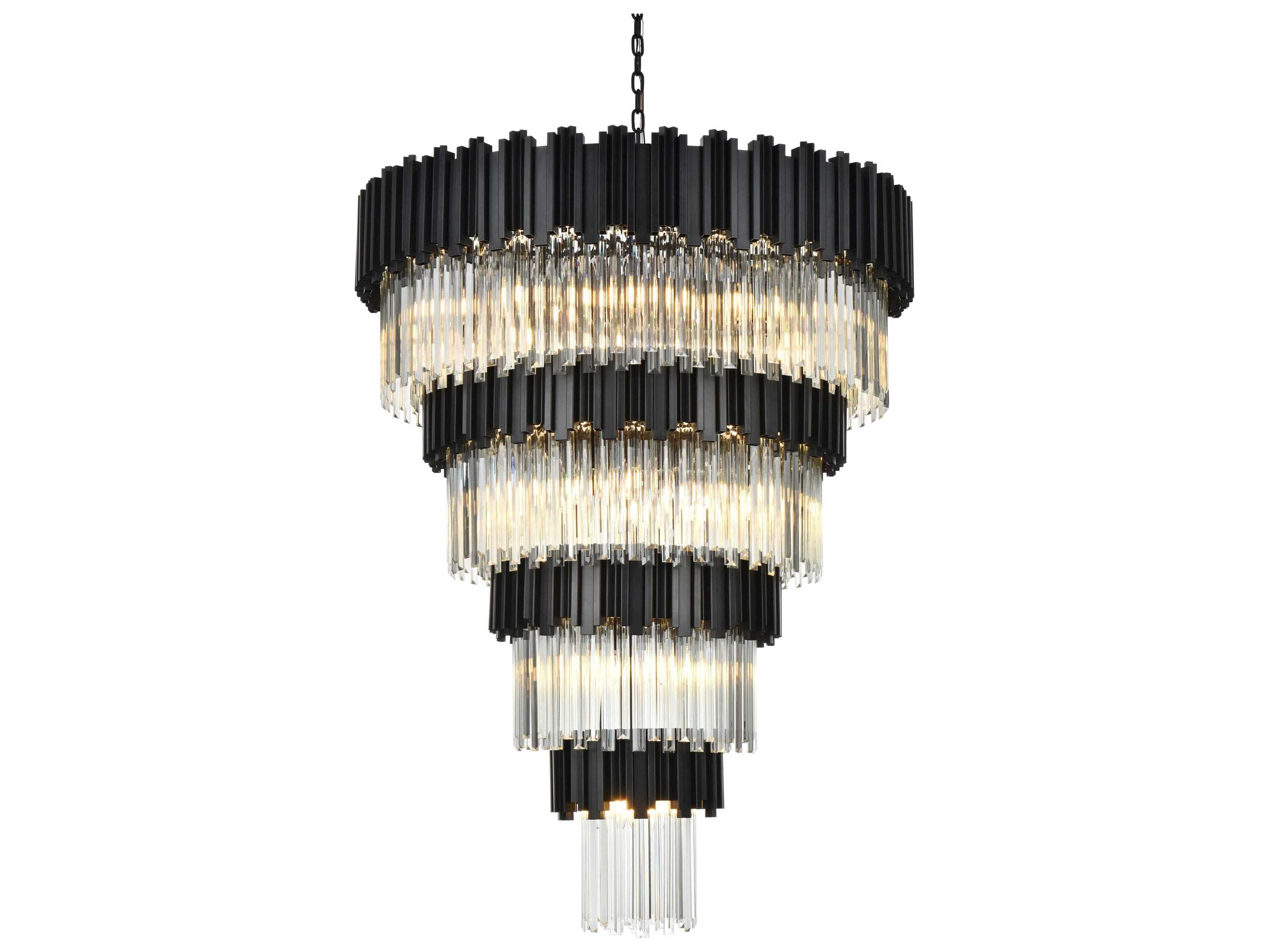 Elegant Lighting Willow 27-Light Black Tiered Chandelier