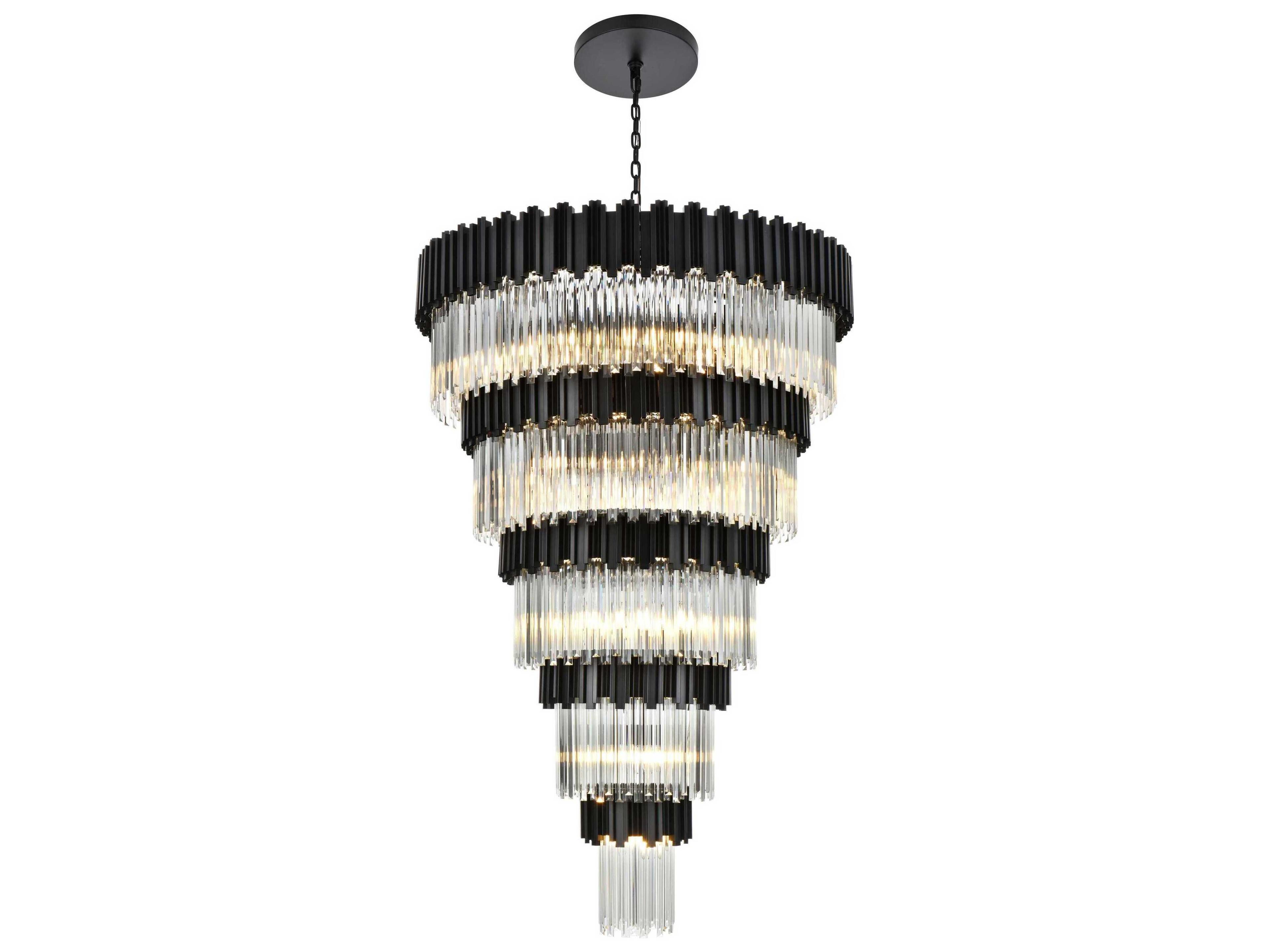Elegant Lighting Willow 39-Light Black Tiered Chandelier