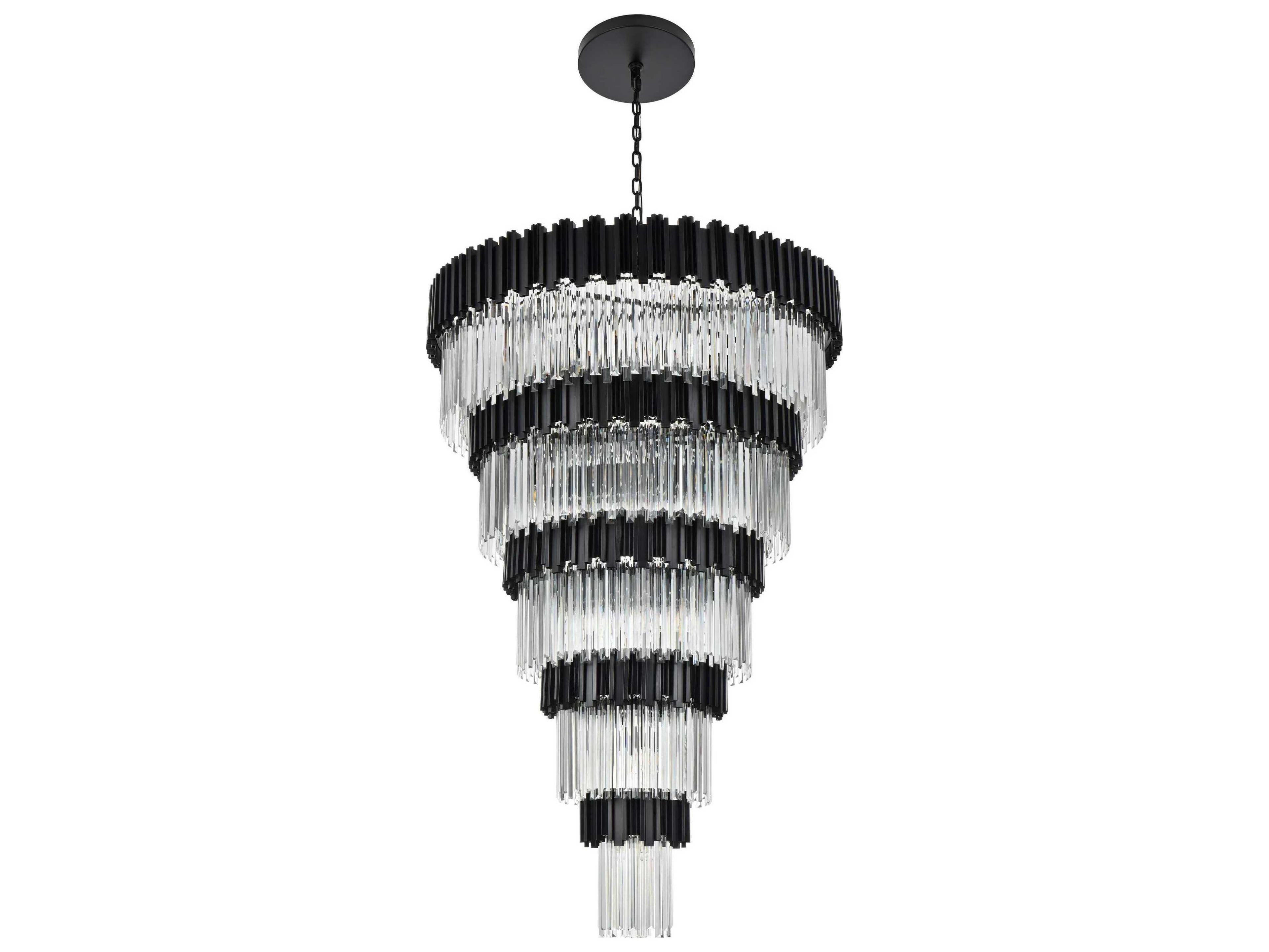 Elegant Lighting Willow 39-Light Black Tiered Chandelier
