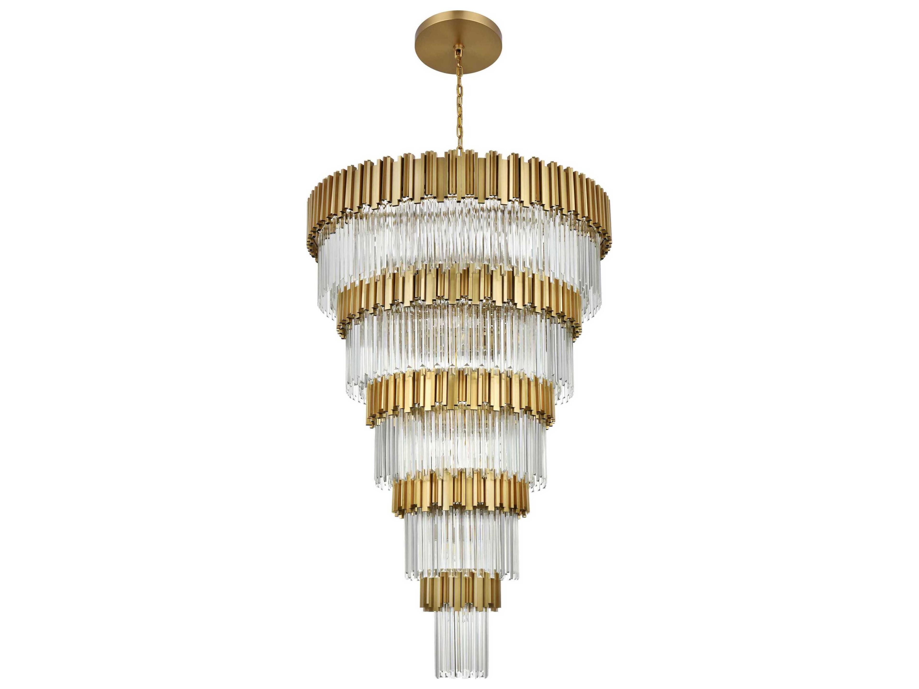 Elegant Lighting Willow 39-Light Satin Gold Tiered Chandelier