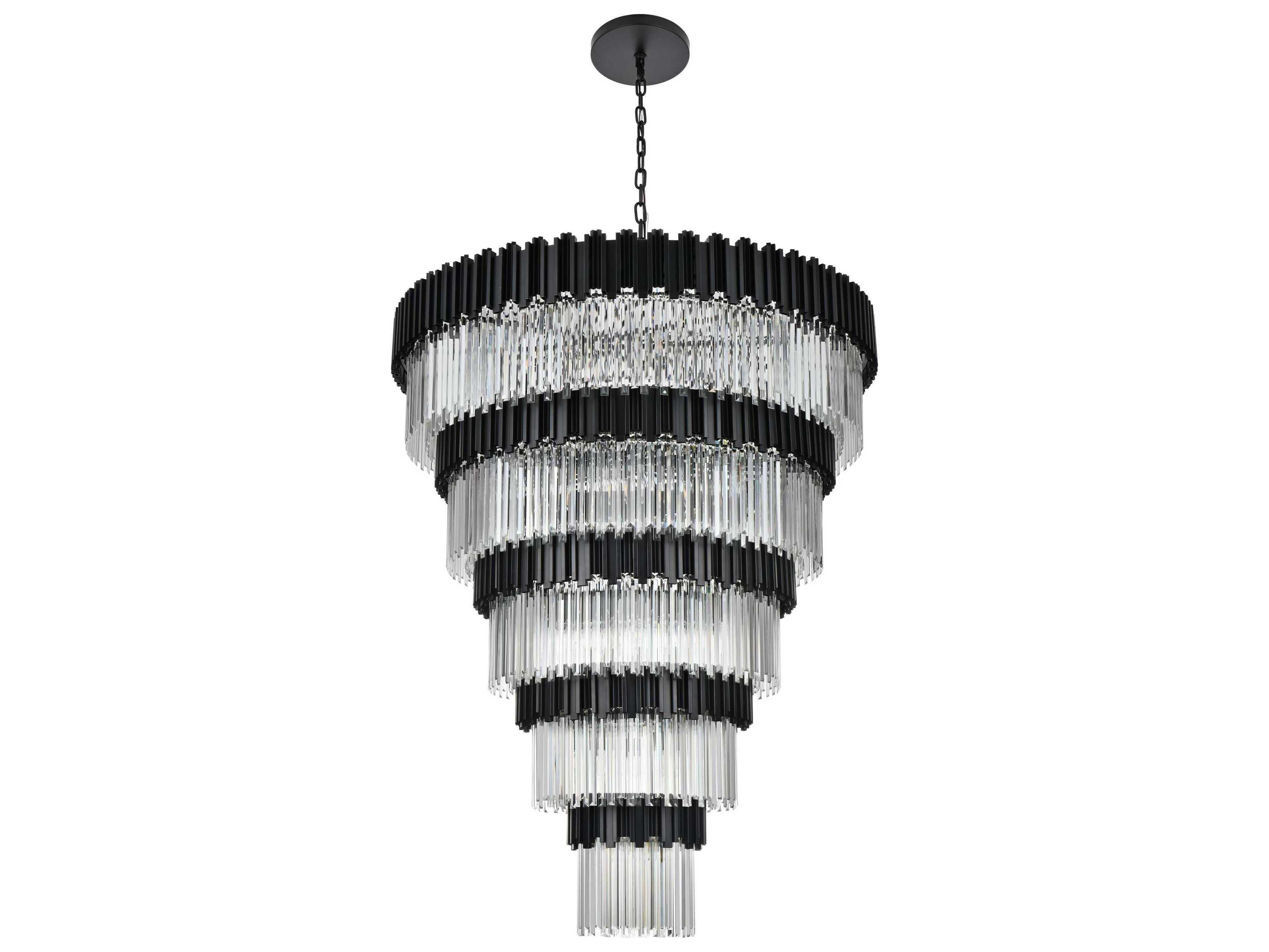 Elegant Lighting Willow 43-Light Black Tiered Chandelier