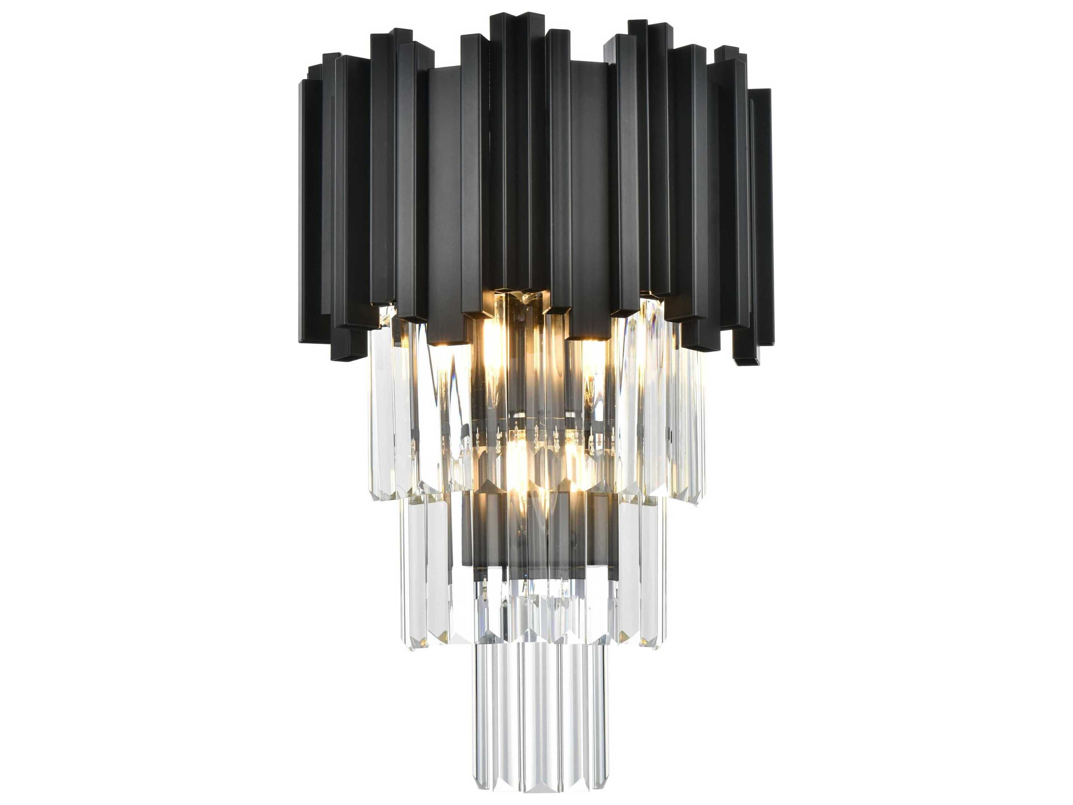 Elegant Lighting Willow 3-Light Black Wall Sconce