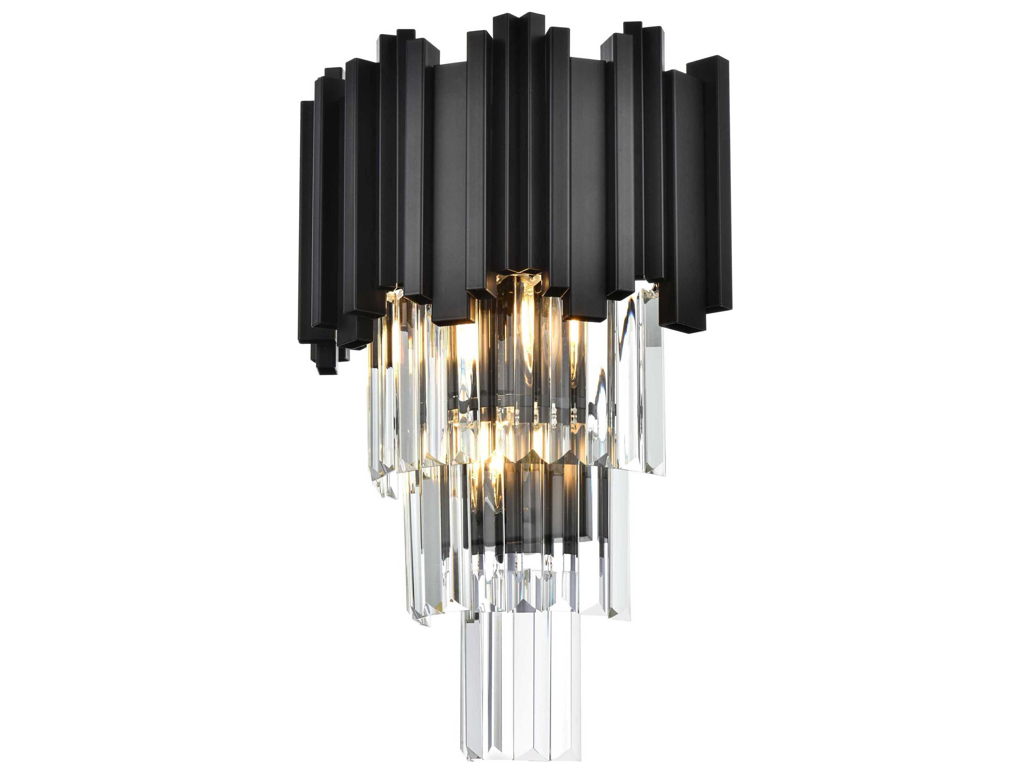 Elegant Lighting Willow 3-Light Black Wall Sconce
