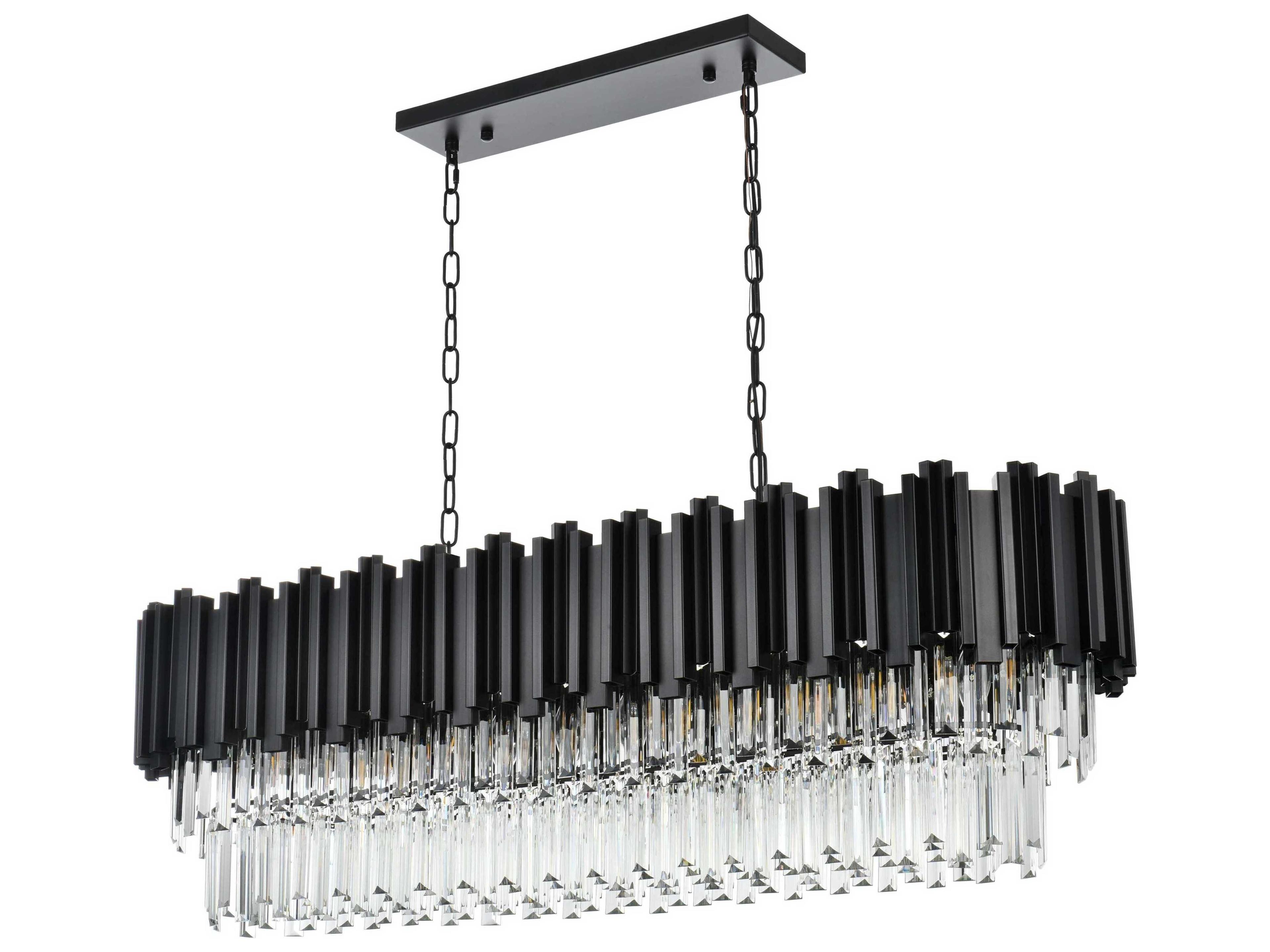 Elegant Lighting Willow 12-Light Black Tiered Island Pendant