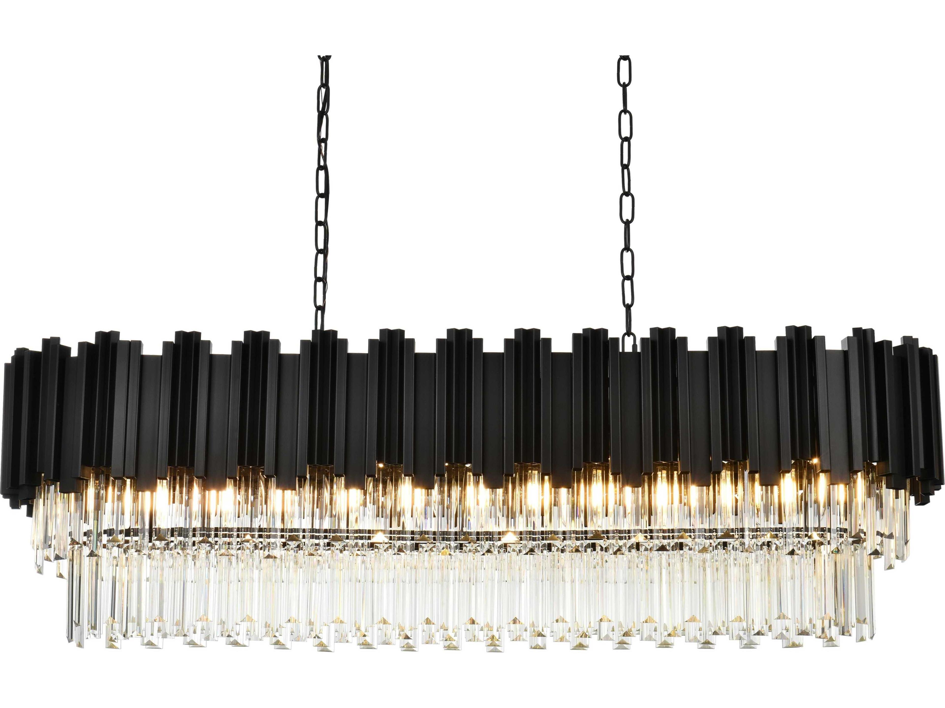 Elegant Lighting Willow 12-Light Black Tiered Island Pendant