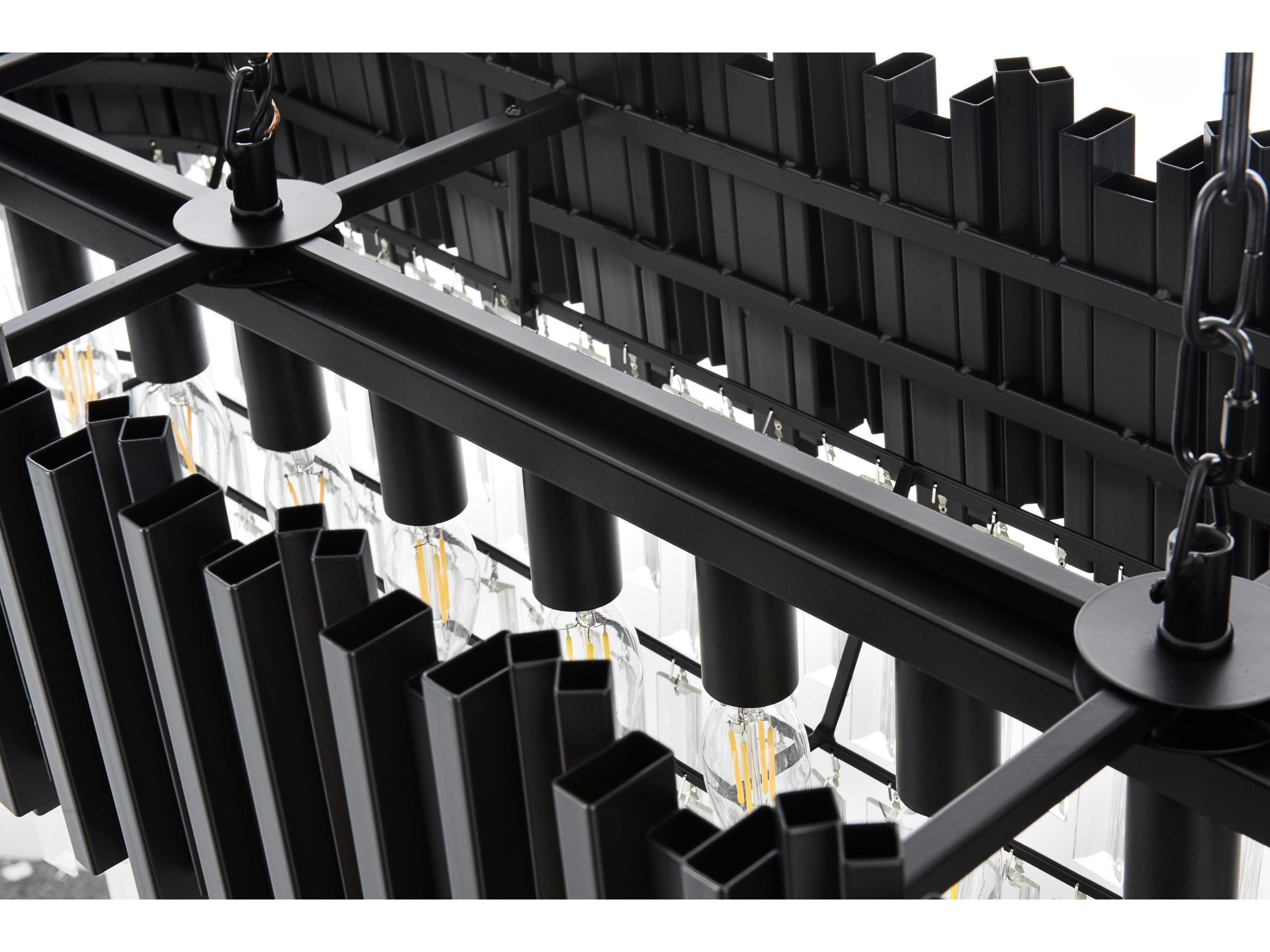 Elegant Lighting Willow 12-Light Black Tiered Island Pendant