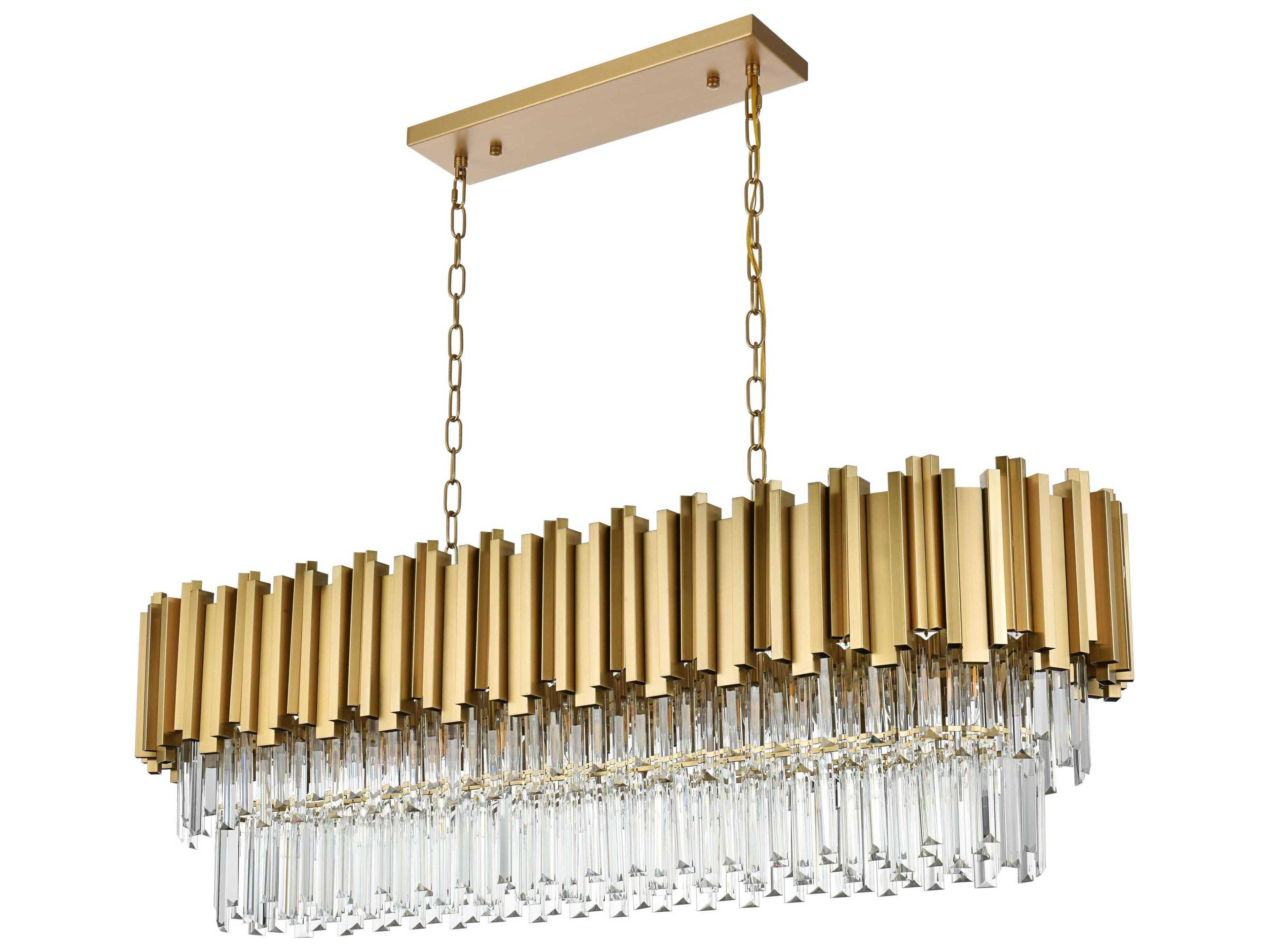 Elegant Lighting Willow 12-Light Satin Gold Tiered Island Pendant