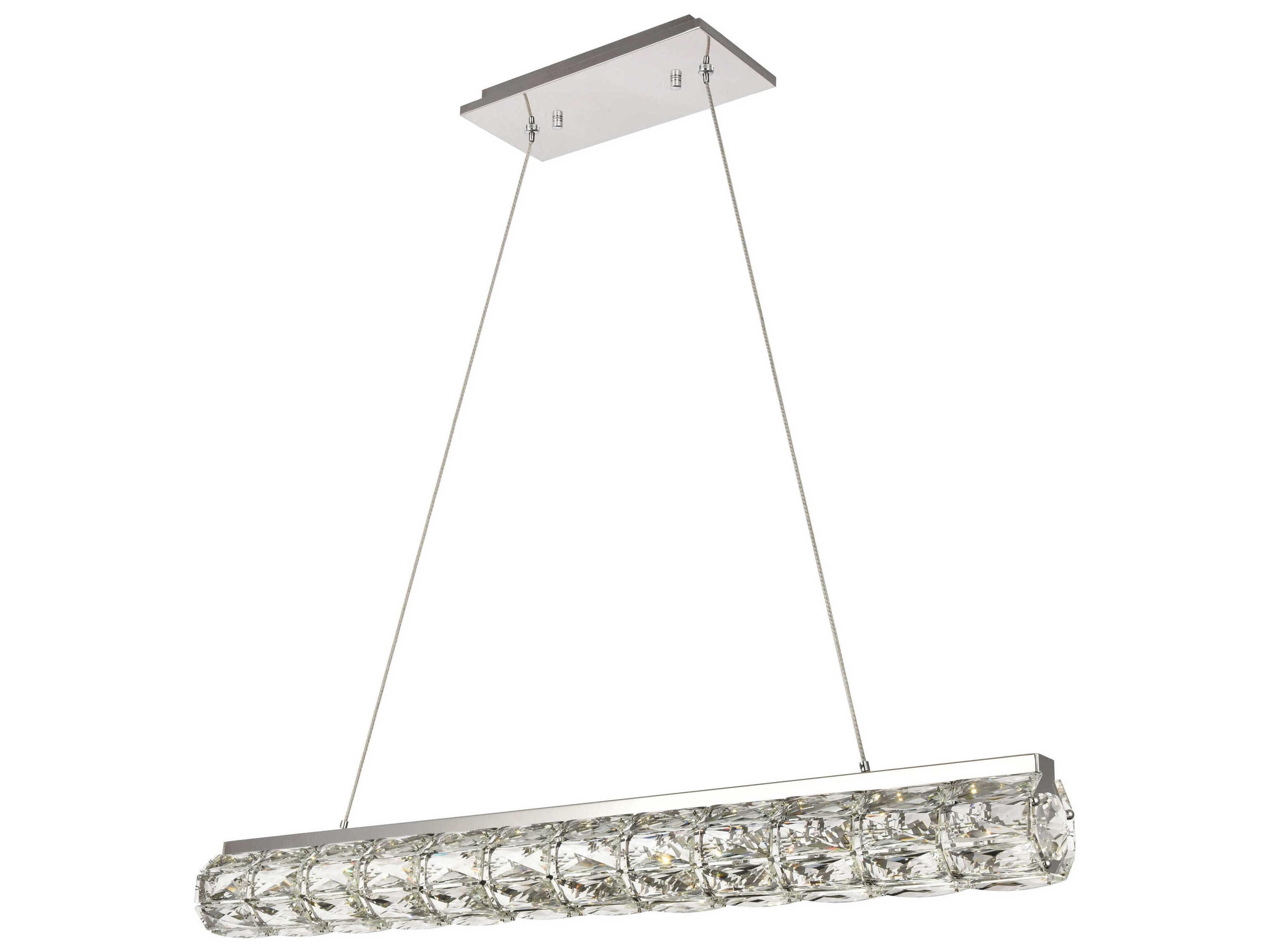 Elegant Lighting Valetta 1-Light Chrome Clear Crystal LED Linear Island Pendant