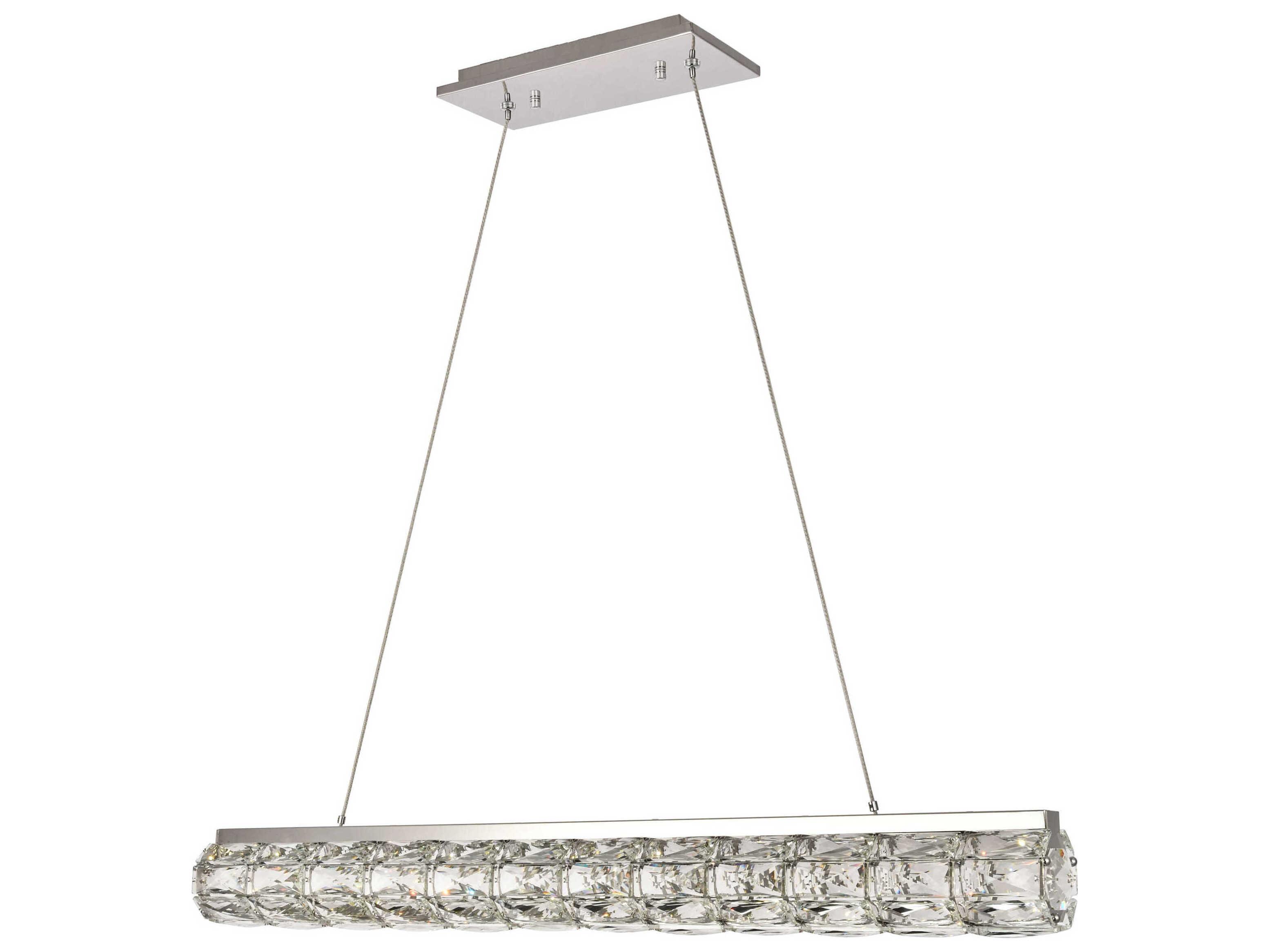 Elegant Lighting Valetta 1-Light Chrome Clear Crystal LED Linear Island Pendant