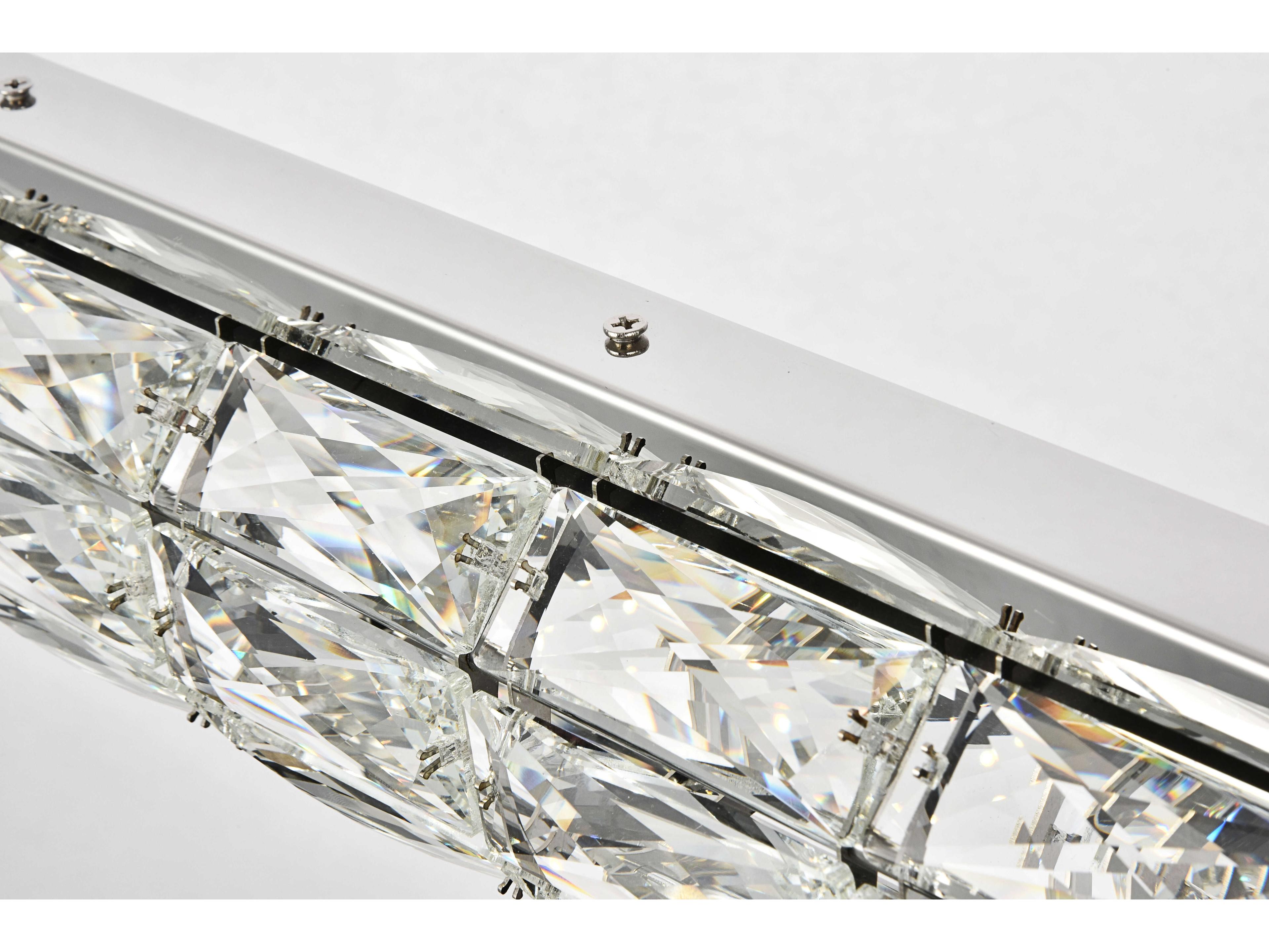 Elegant Lighting Valetta 1-Light Chrome Clear Crystal LED Linear Island Pendant