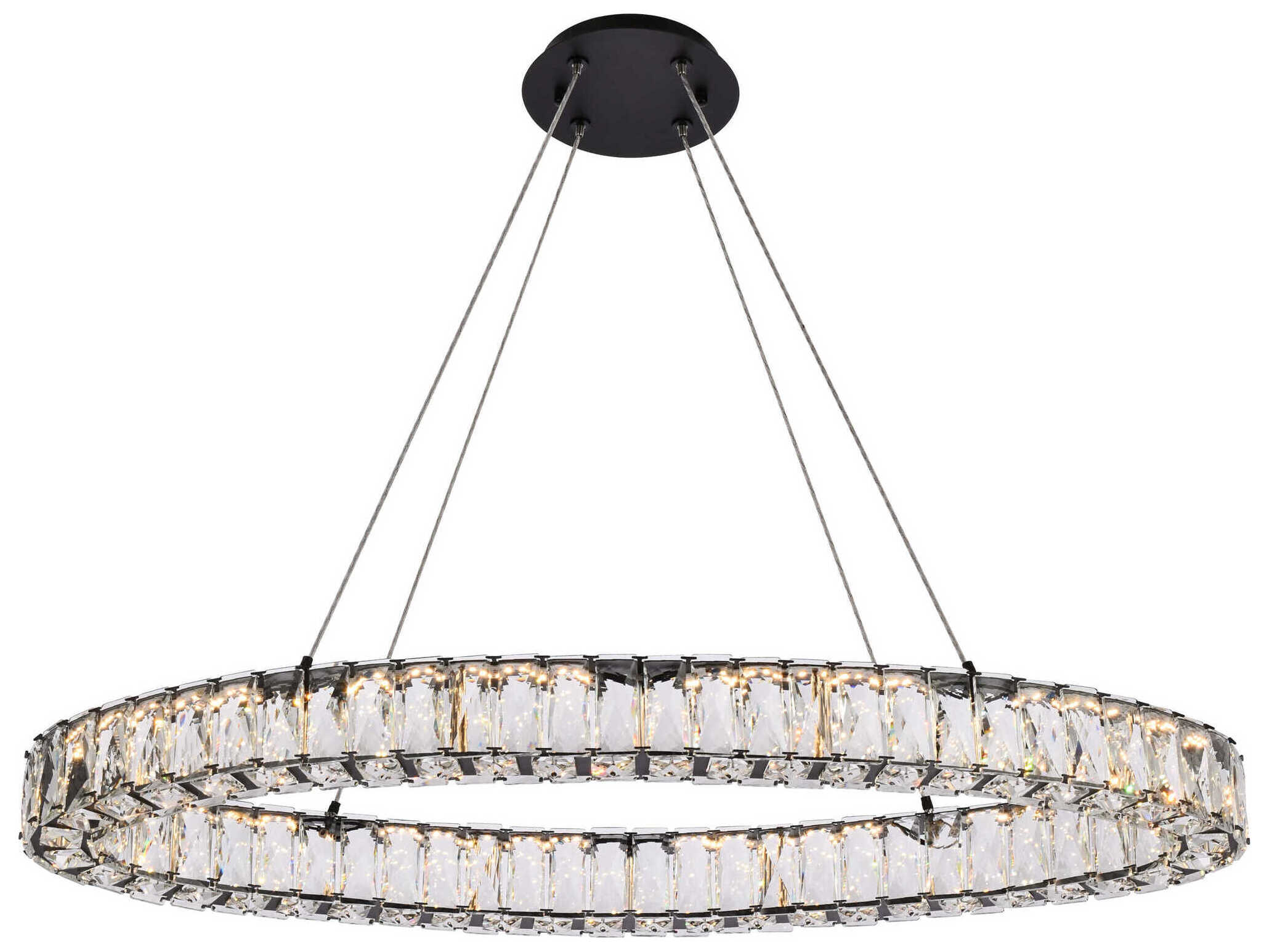 Elegant Lighting Monroe 1-Light Black Crystal LED Drum Pendant