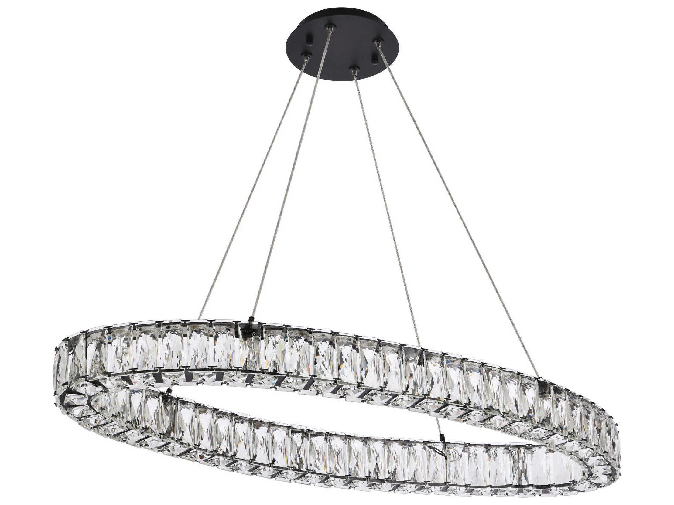 Elegant Lighting Monroe 1-Light Black Crystal LED Drum Pendant