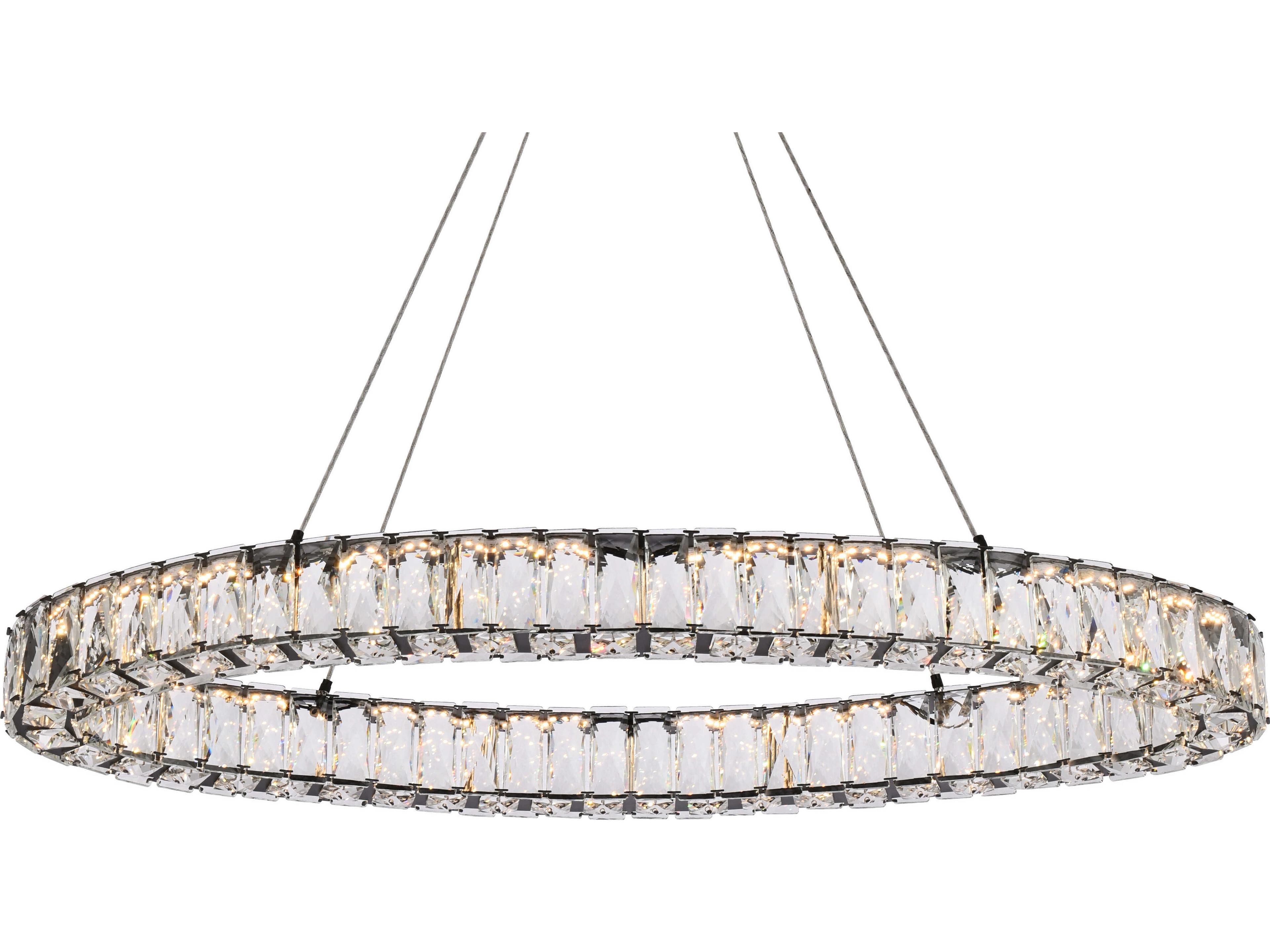 Elegant Lighting Monroe 1-Light Black Crystal LED Drum Pendant