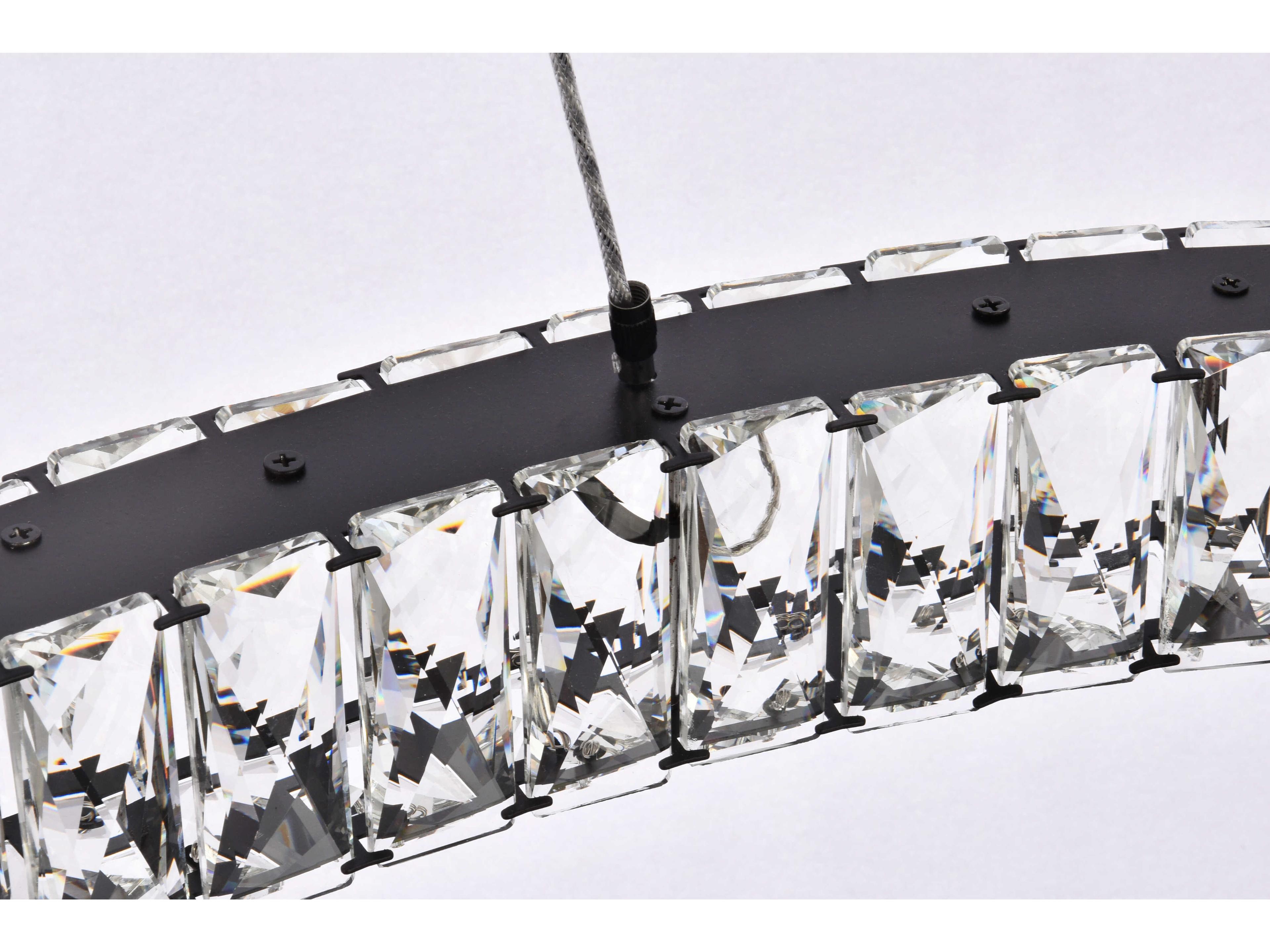 Elegant Lighting Monroe 1-Light Black Crystal LED Drum Pendant