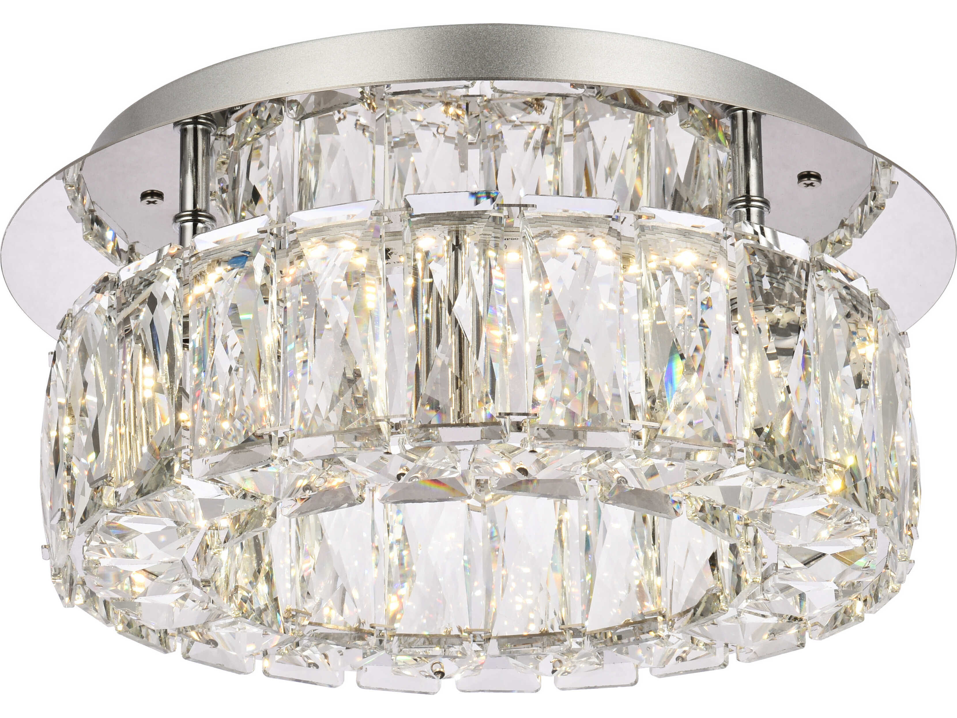 Elegant Lighting Monroe 1-Light Chrome Crystal LED Drum Flush Mount