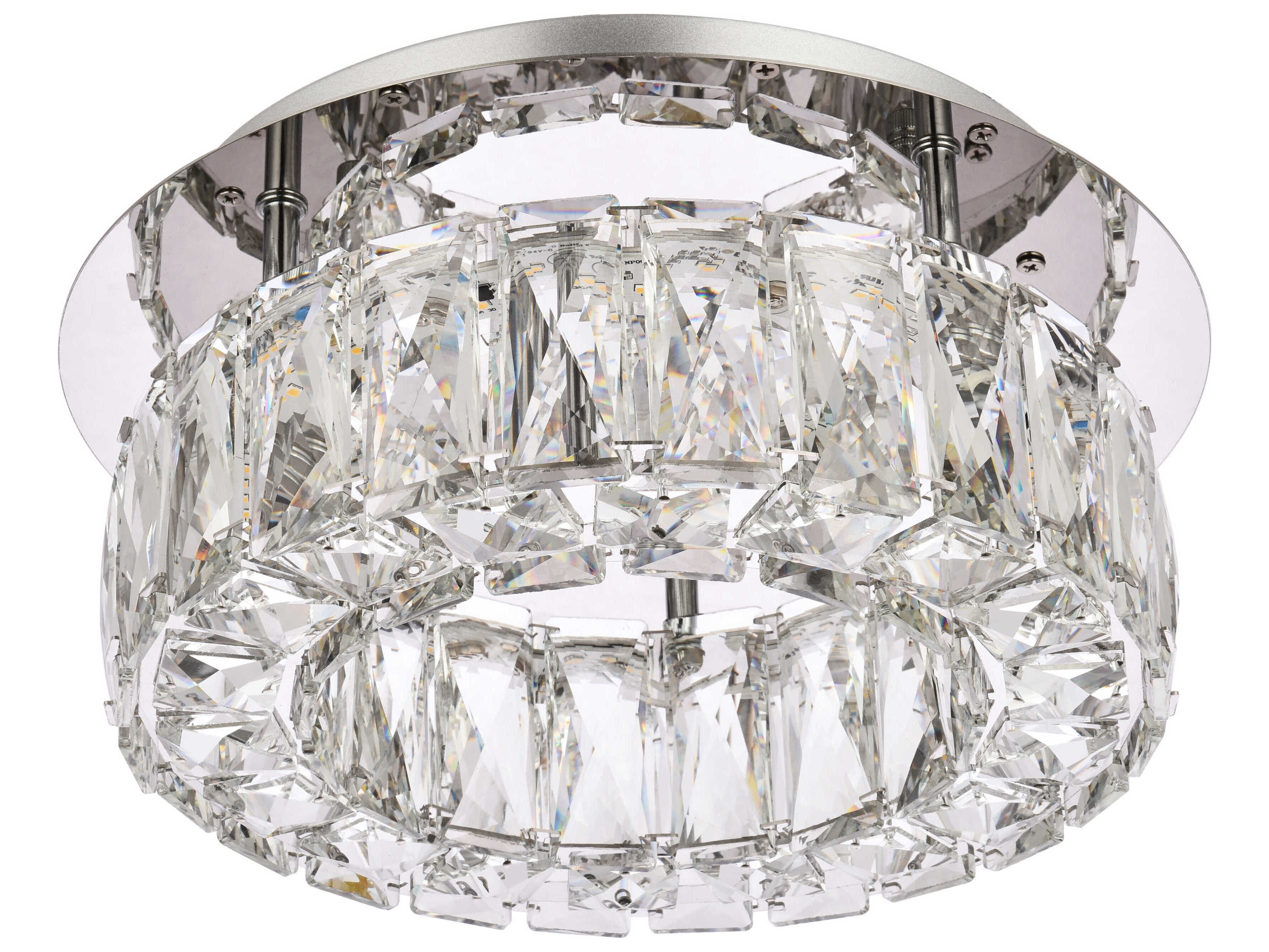 Elegant Lighting Monroe 1-Light Chrome Crystal LED Drum Flush Mount