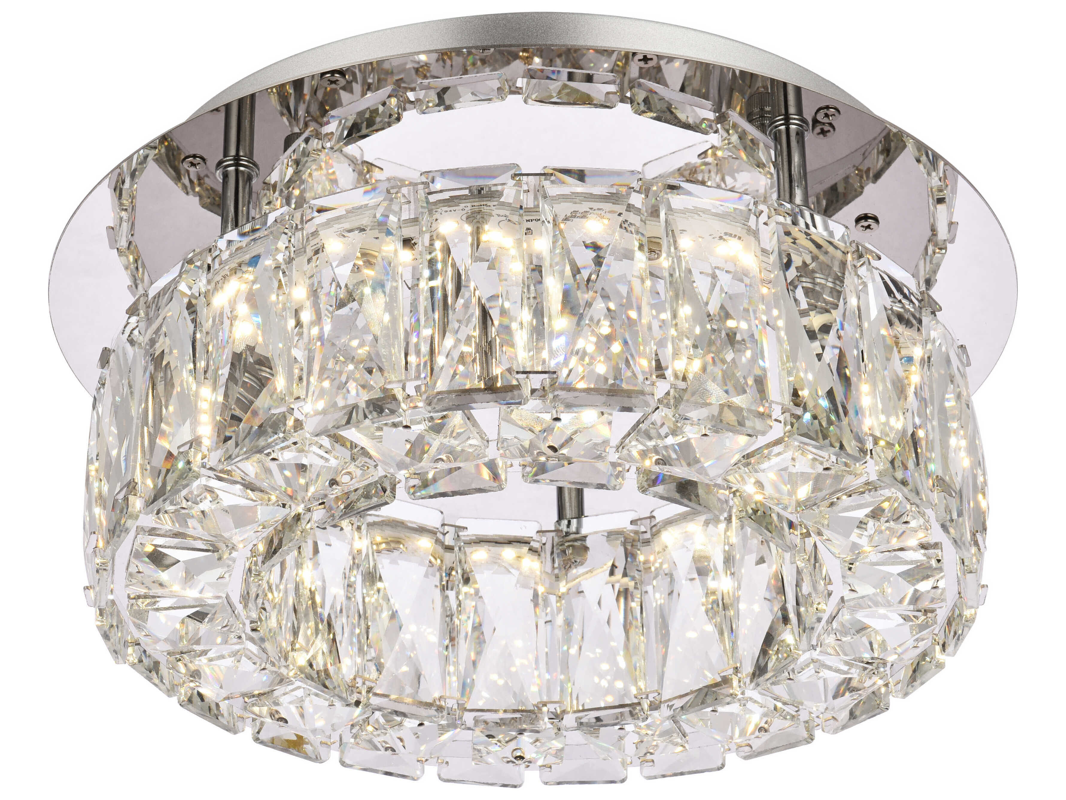 Elegant Lighting Monroe 1-Light Chrome Crystal LED Drum Flush Mount