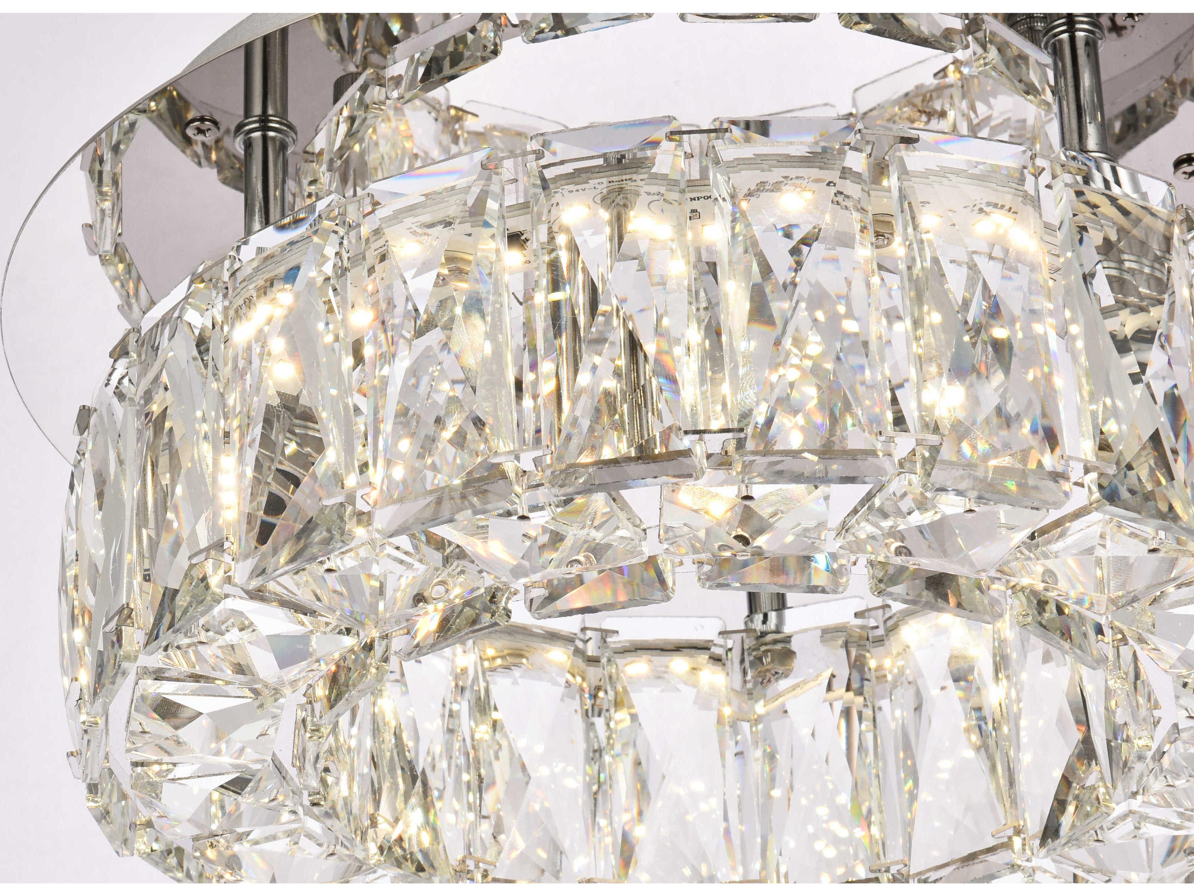 Elegant Lighting Monroe 1-Light Chrome Crystal LED Drum Flush Mount
