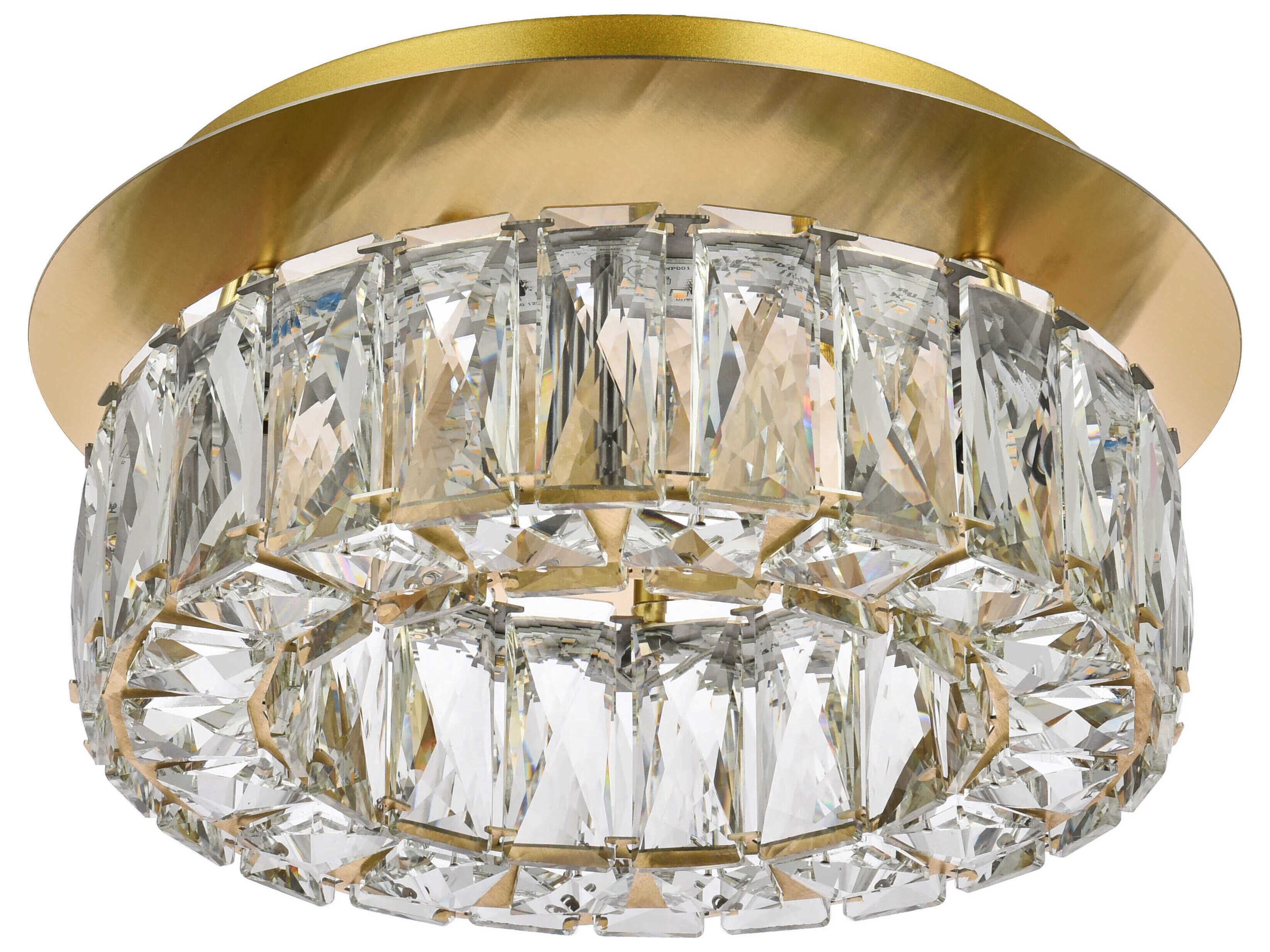 Elegant Lighting Monroe 1-Light Gold Crystal LED Drum Flush Mount