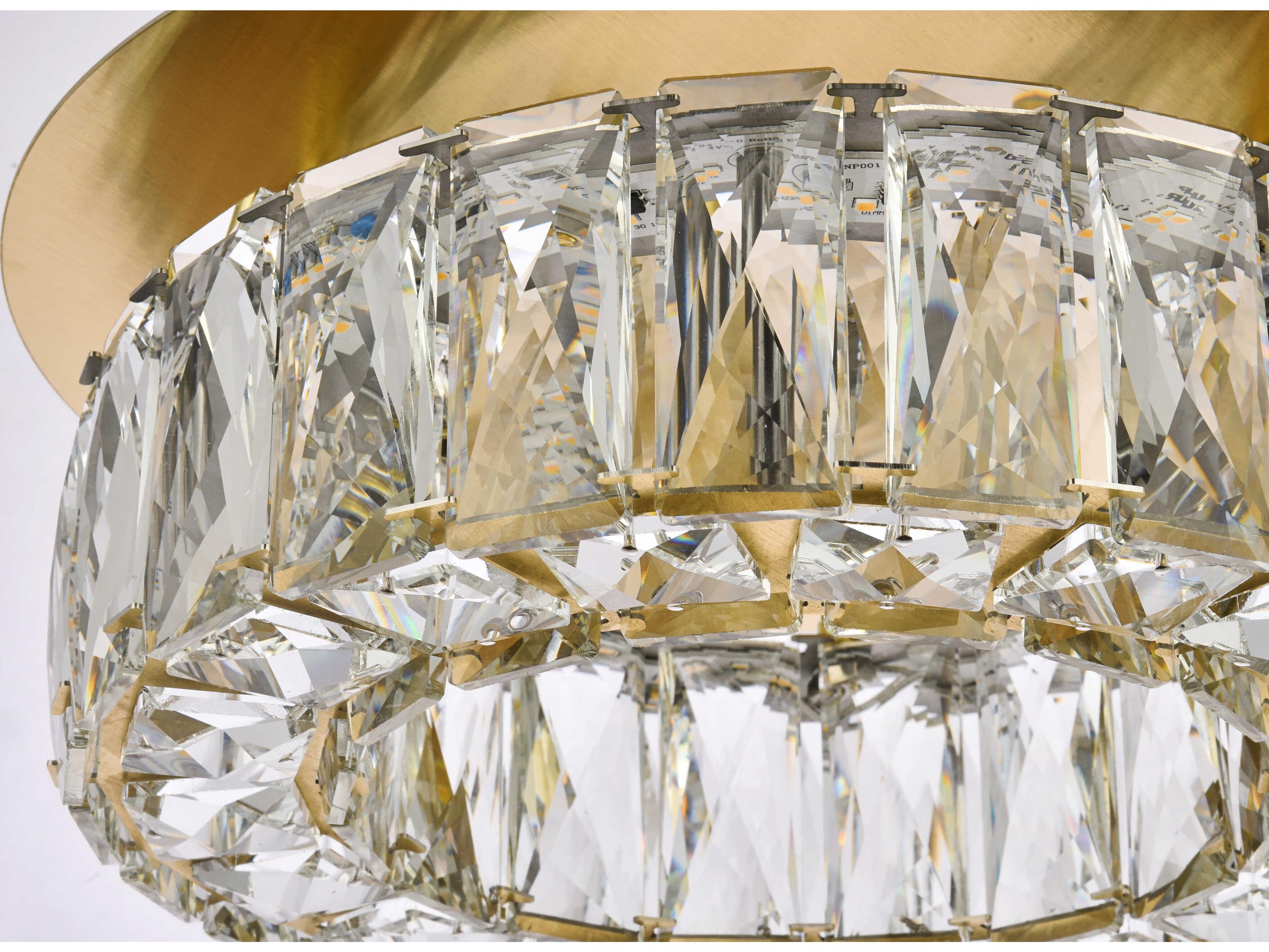 Elegant Lighting Monroe 1-Light Gold Crystal LED Drum Flush Mount