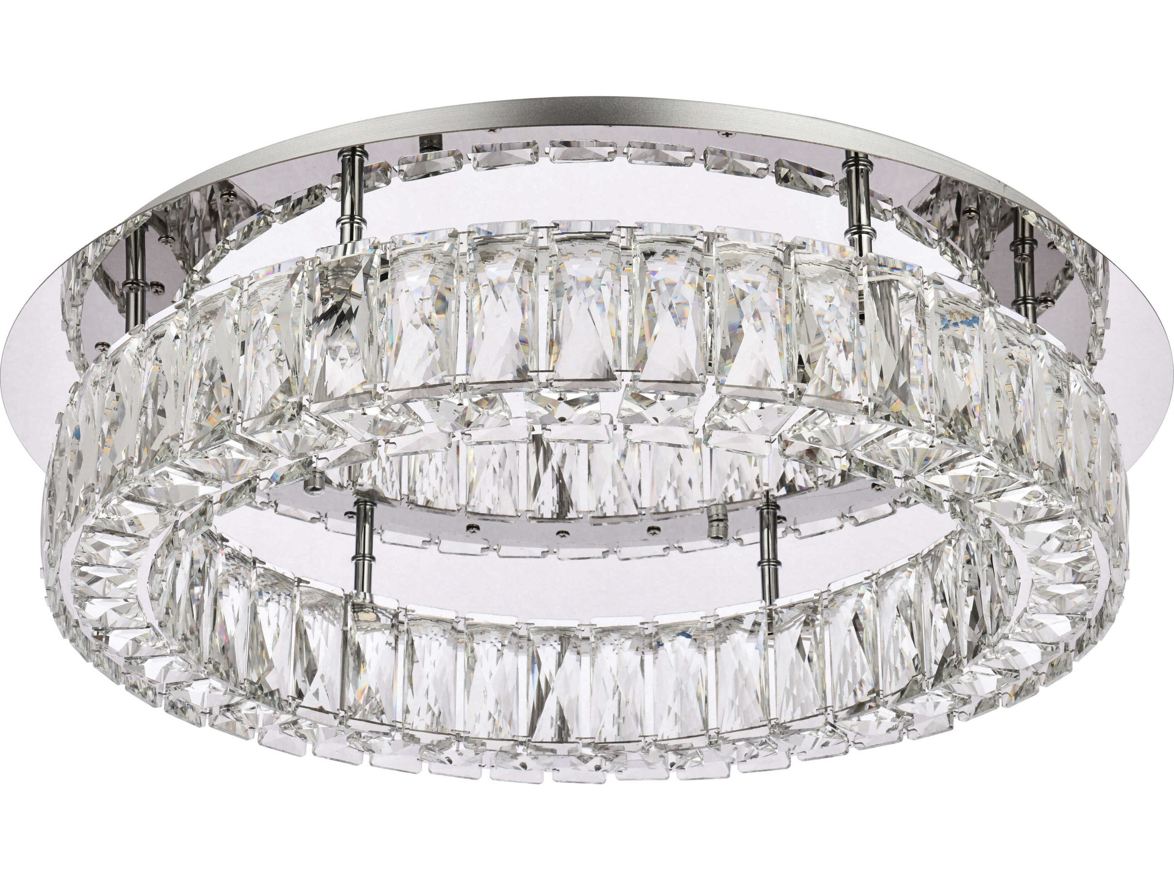 Elegant Lighting Monroe 1-Light Chrome Crystal LED Drum Flush Mount