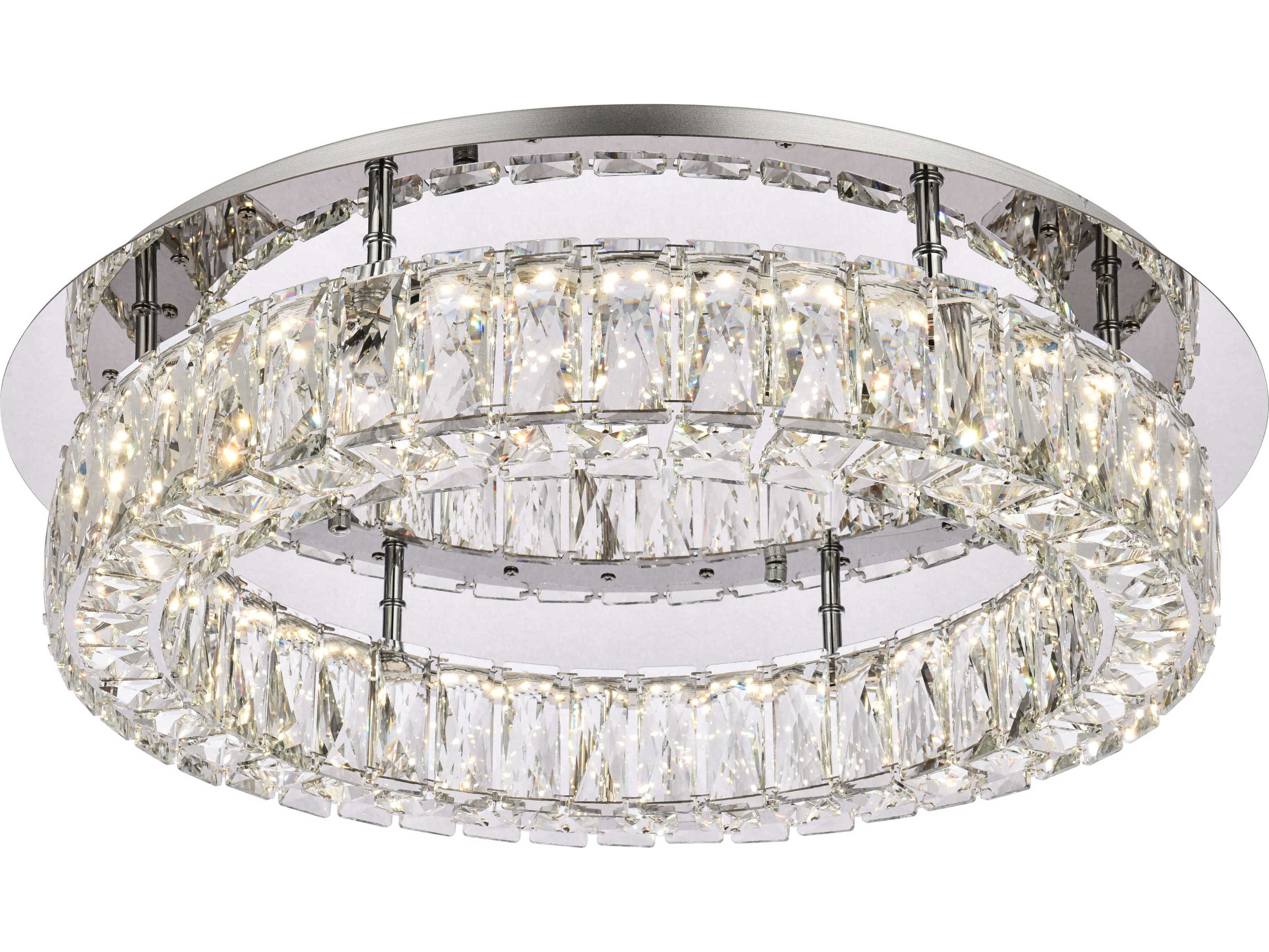 Elegant Lighting Monroe 1-Light Chrome Crystal LED Drum Flush Mount