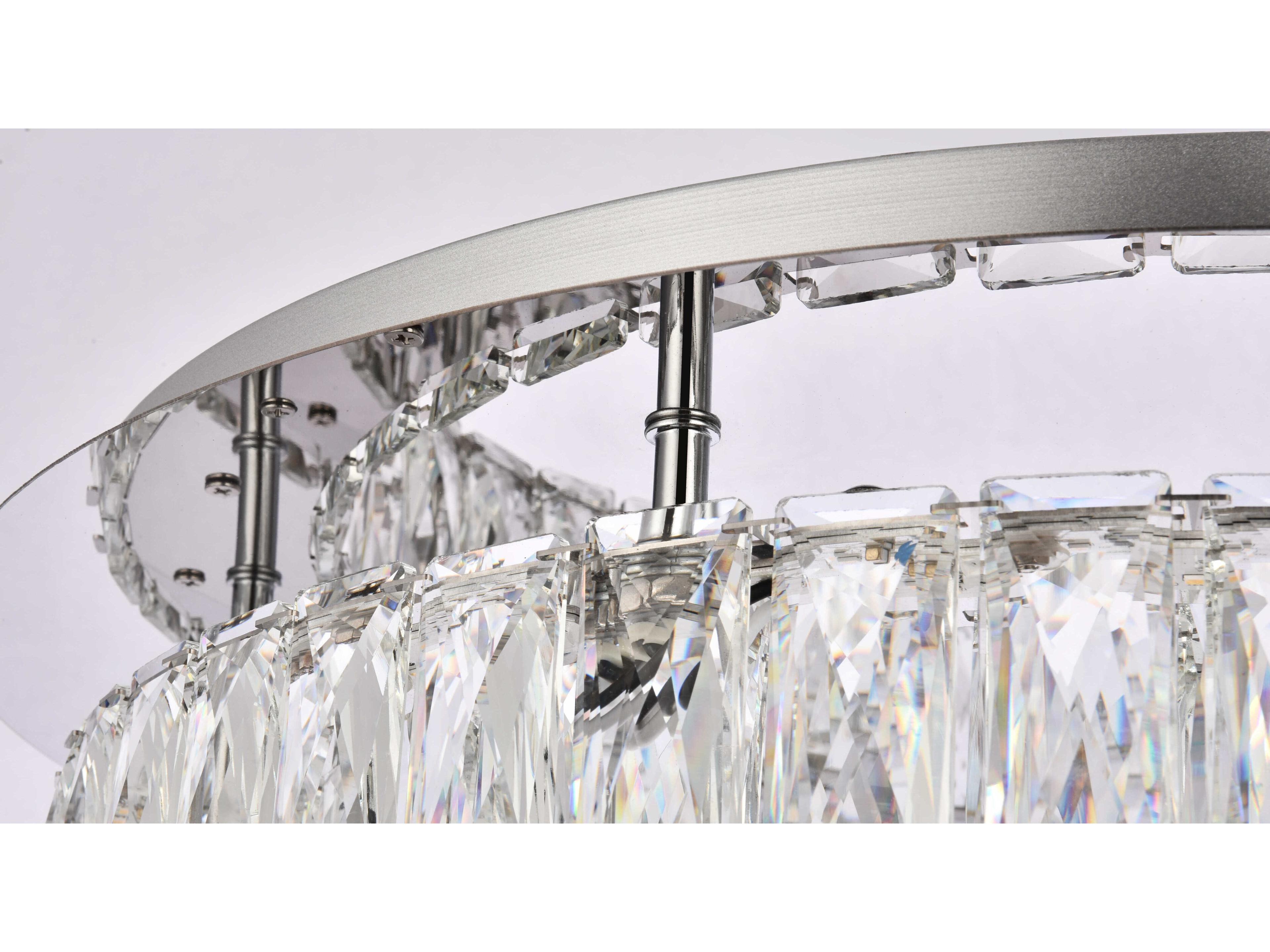 Elegant Lighting Monroe 1-Light Chrome Crystal LED Drum Flush Mount