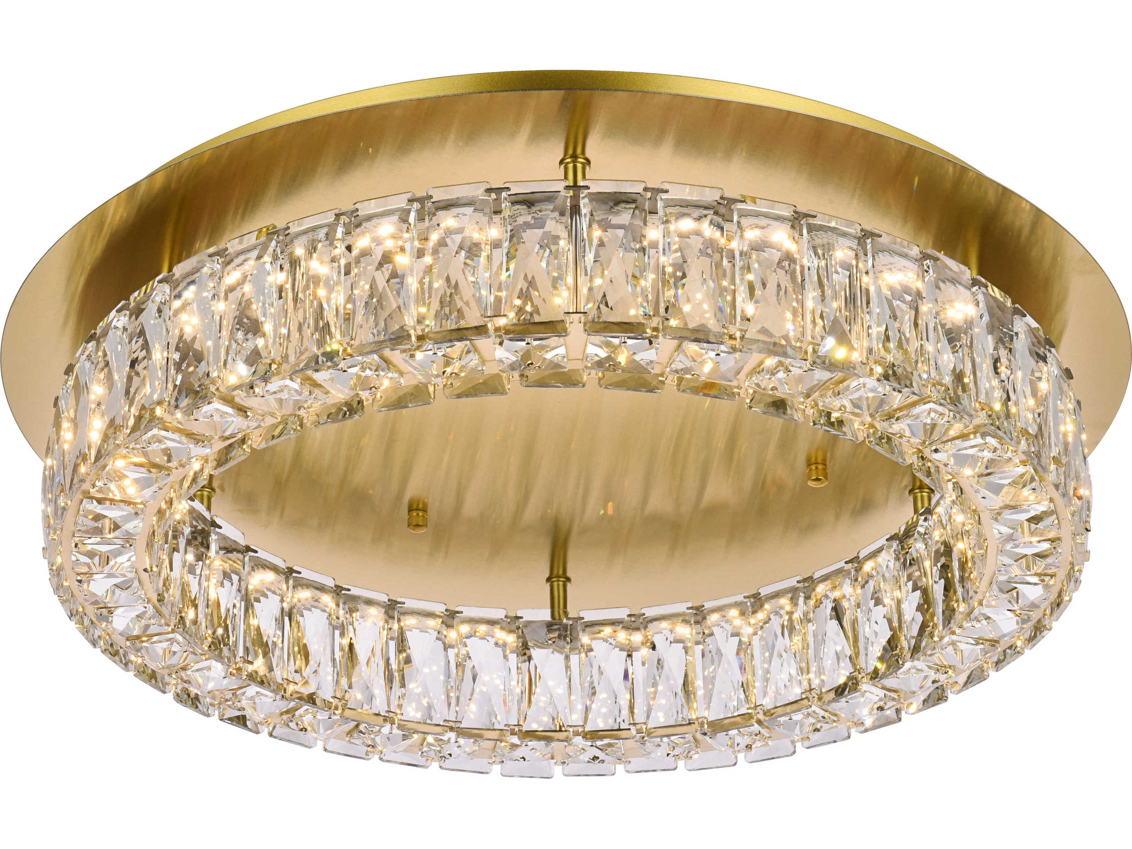 Elegant Lighting Monroe 1-Light Gold Crystal LED Drum Flush Mount