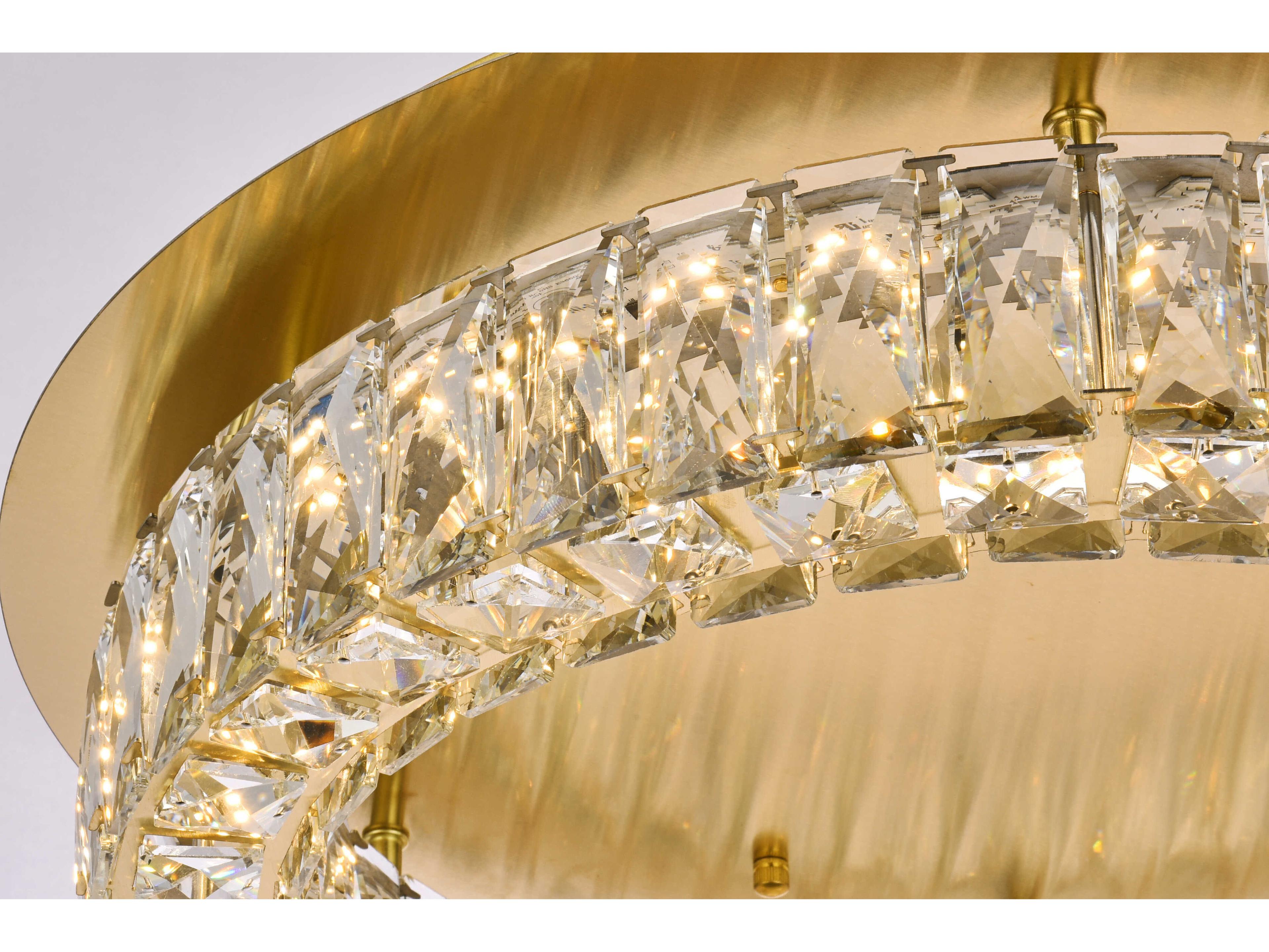 Elegant Lighting Monroe 1-Light Gold Crystal LED Drum Flush Mount