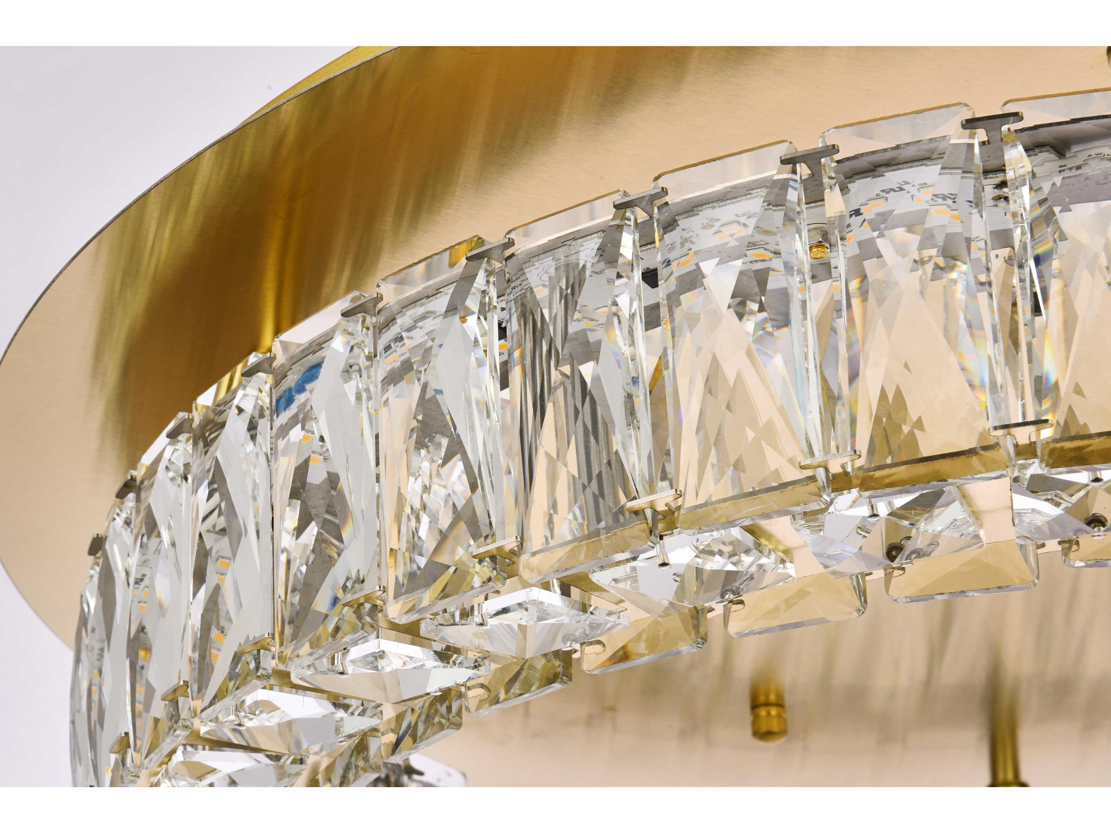 Elegant Lighting Monroe 1-Light Gold Crystal LED Drum Flush Mount