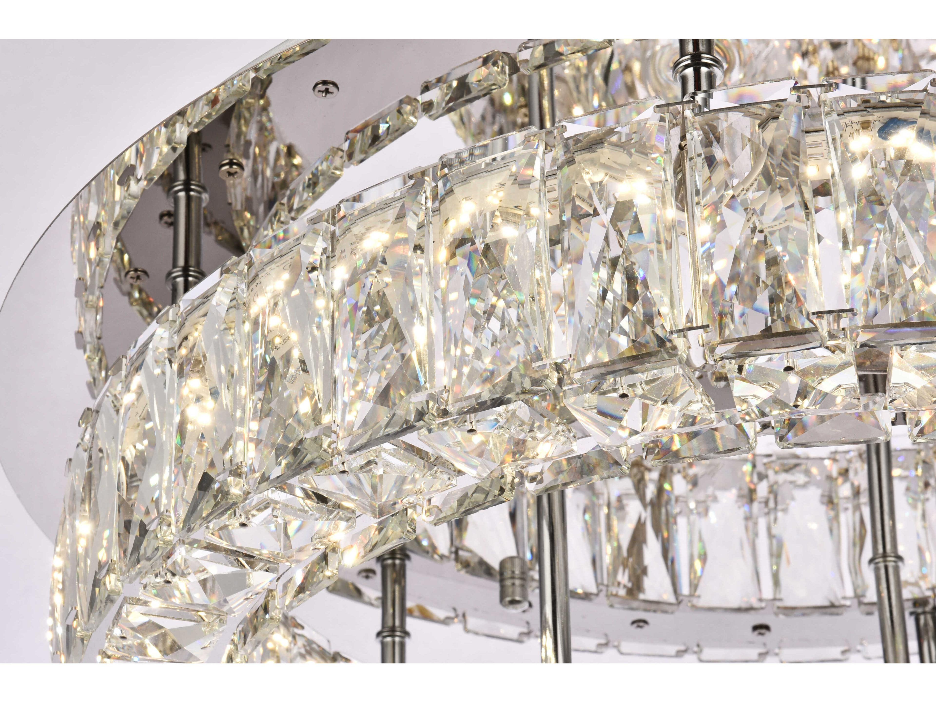 Elegant Lighting Monroe 2-Light Chrome Crystal LED Drum Tiered Flush Mount