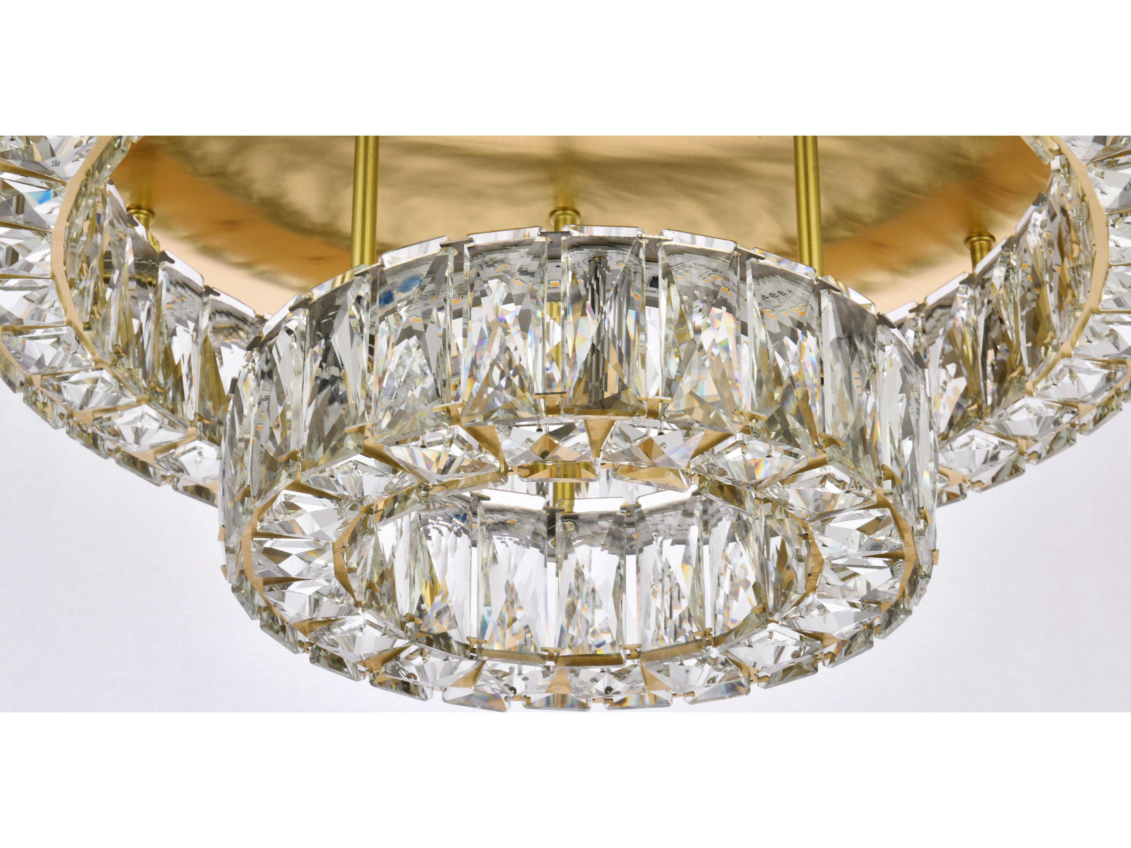 Elegant Lighting Monroe 2-Light Gold Crystal LED Drum Tiered Flush Mount