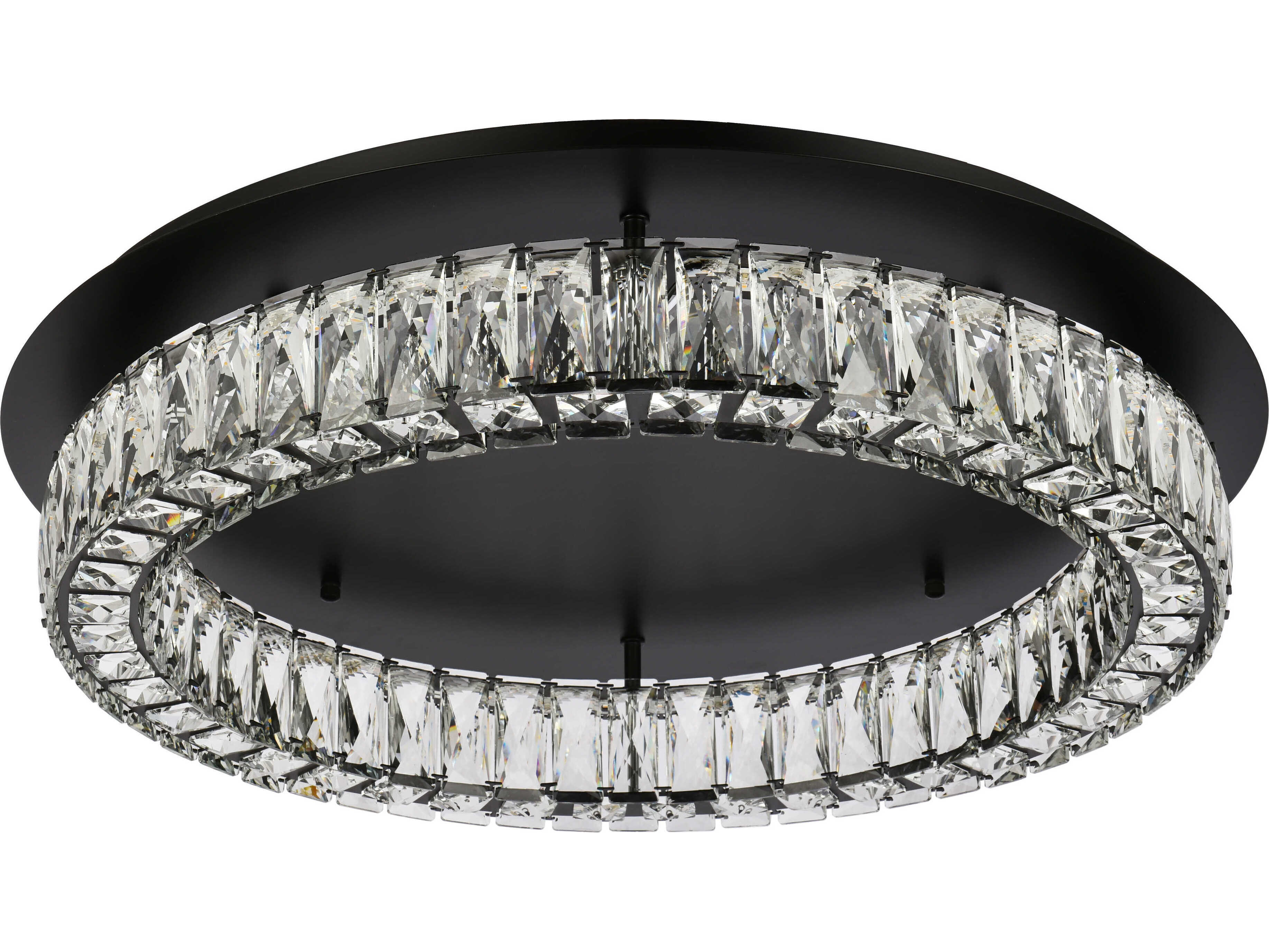 Elegant Lighting Monroe 1-Light Black Crystal LED Drum Flush Mount