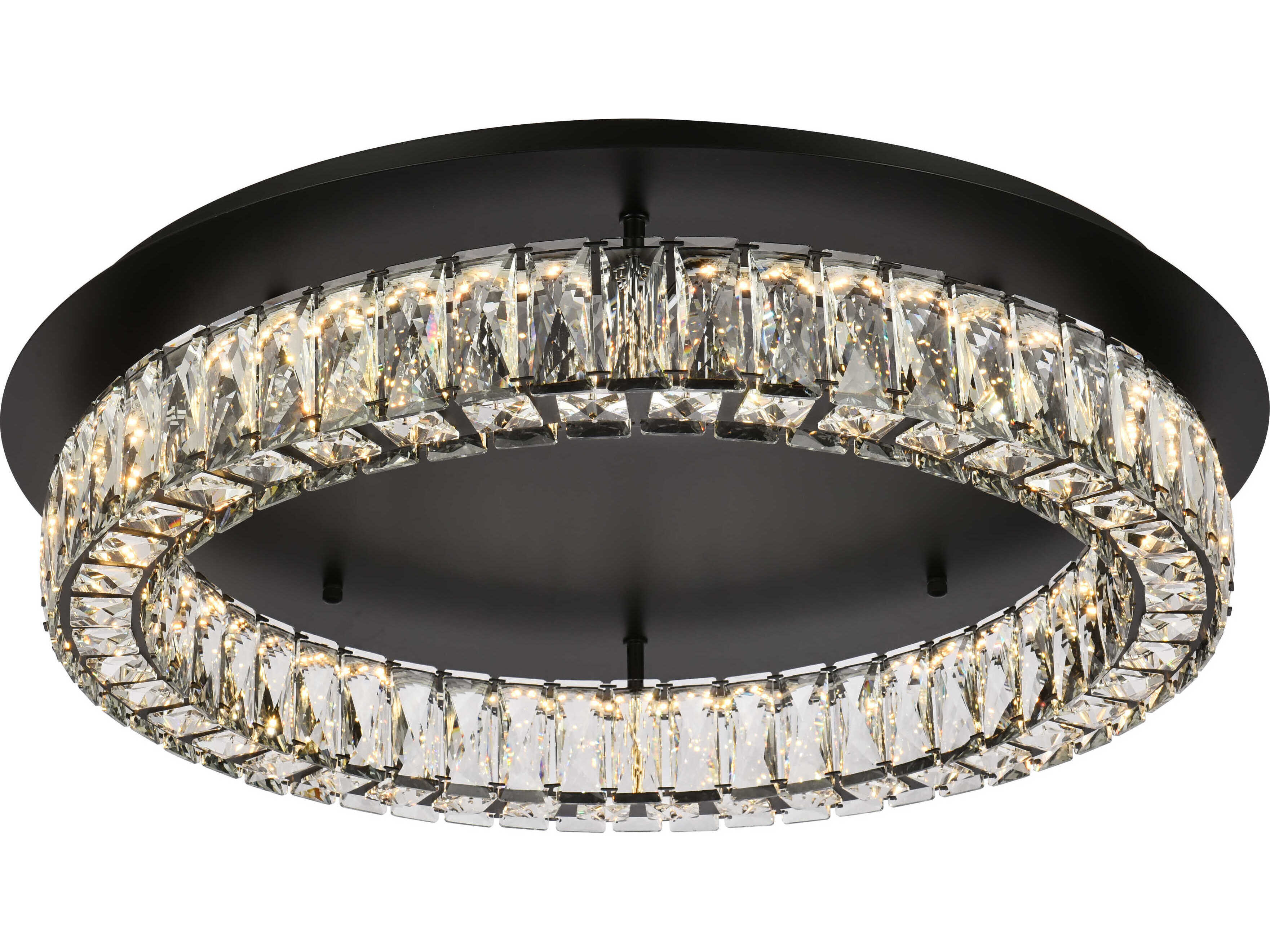 Elegant Lighting Monroe 1-Light Black Crystal LED Drum Flush Mount