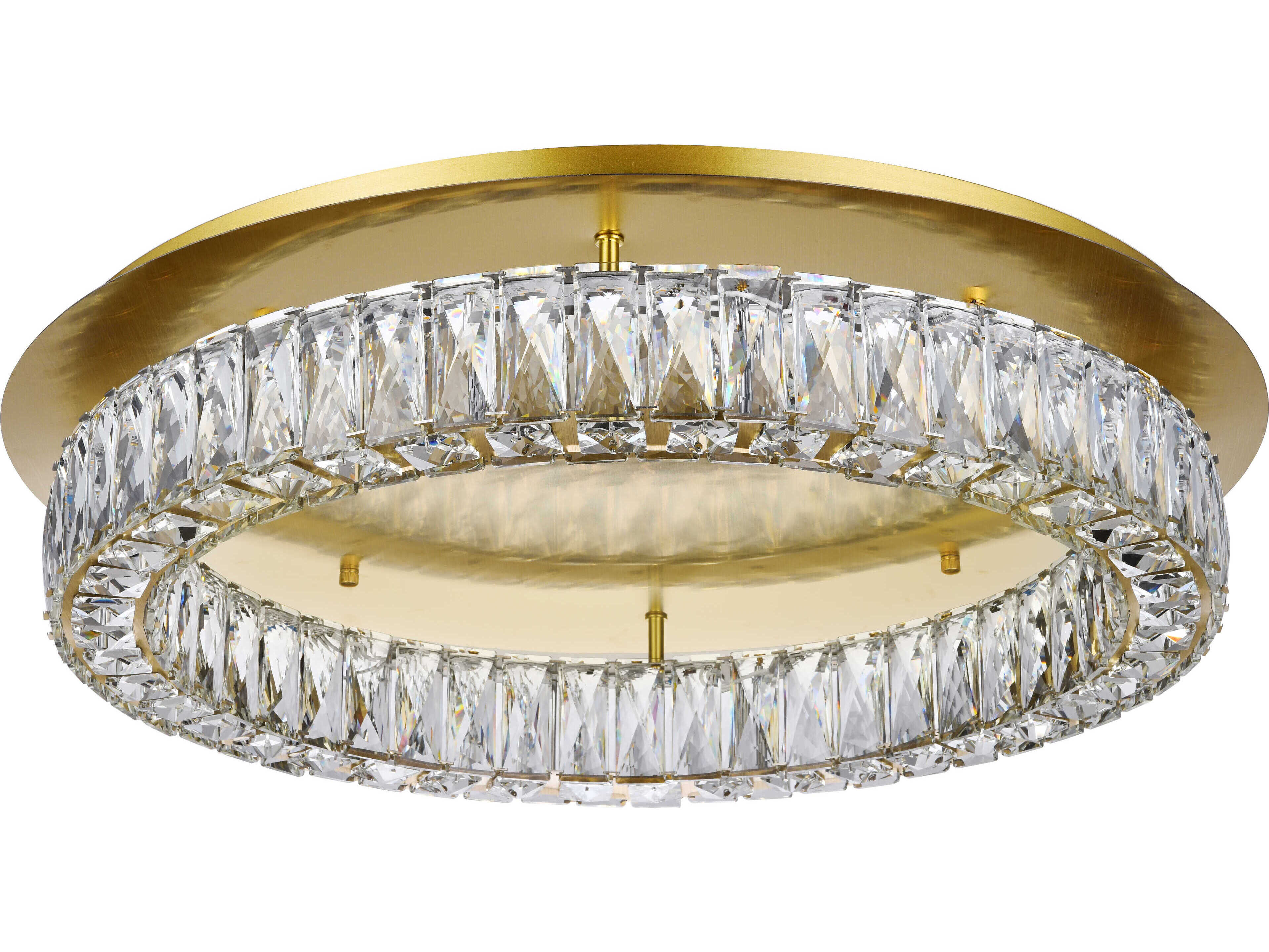 Elegant Lighting Monroe Gold Clear Crystal LED Drum Flush Mount