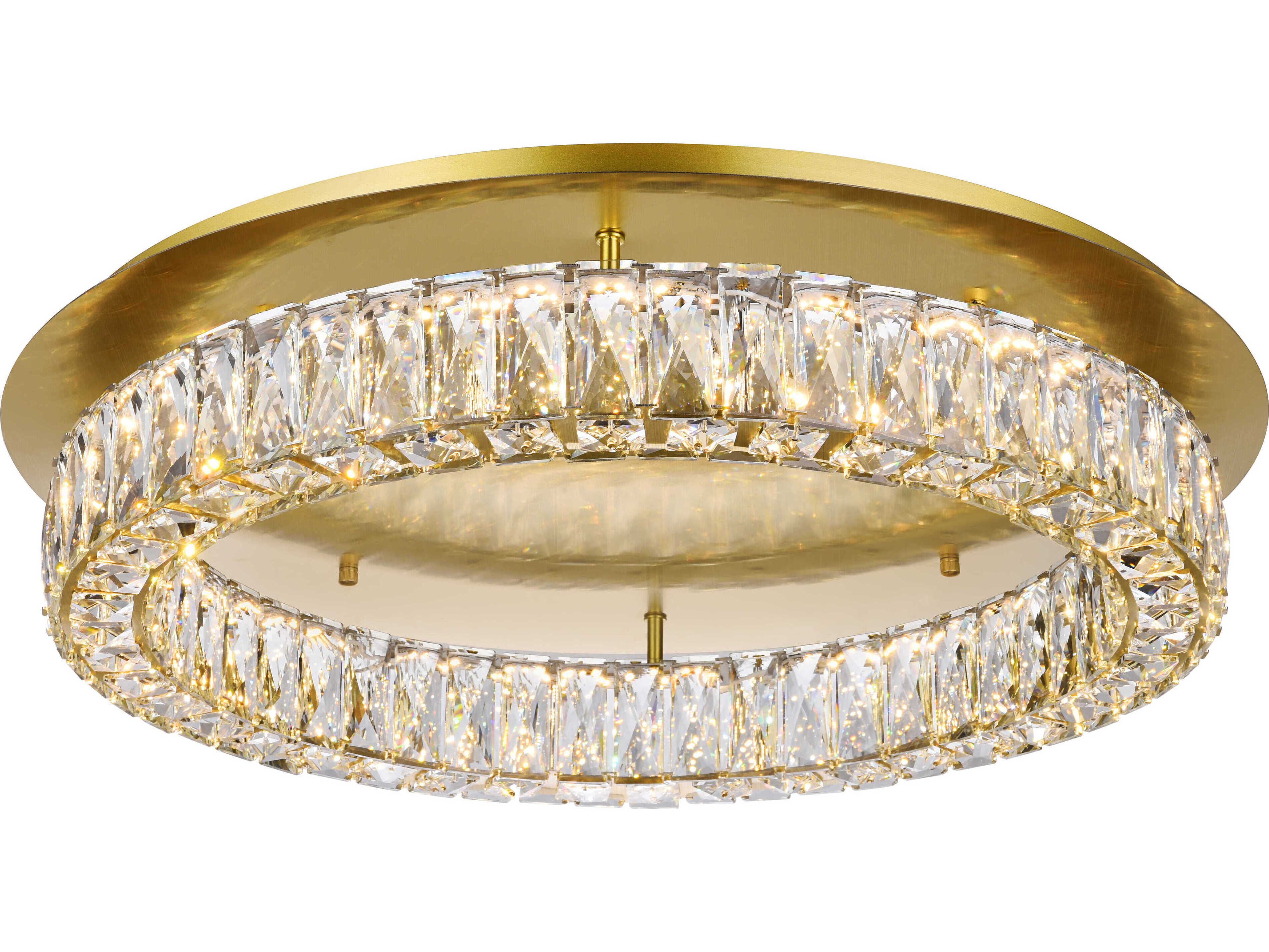 Elegant Lighting Monroe Gold Clear Crystal LED Drum Flush Mount